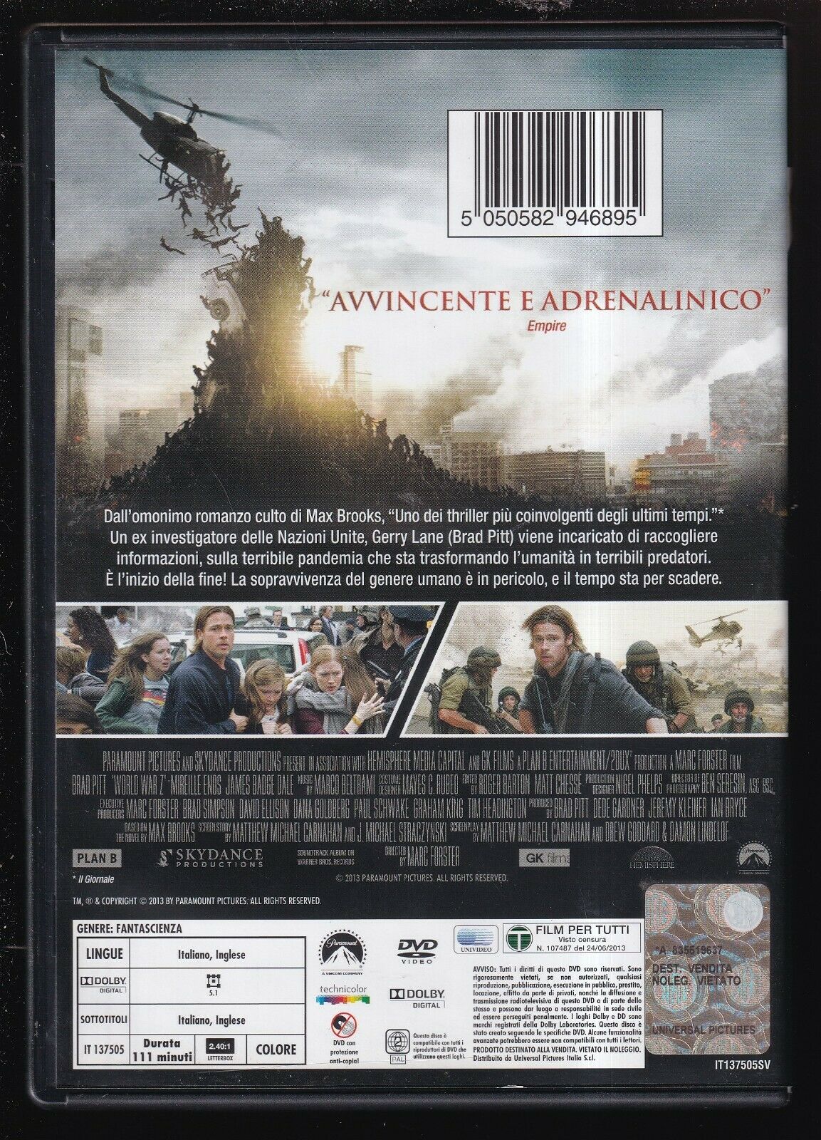 EBOND World War Z - Brad Pitt DVD DB711450