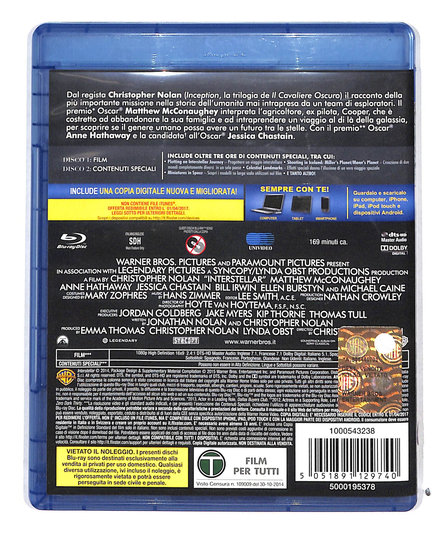EBOND Interstellar 2 BLURAY + copia digitale NOLEGGIO BLURAY DB711637