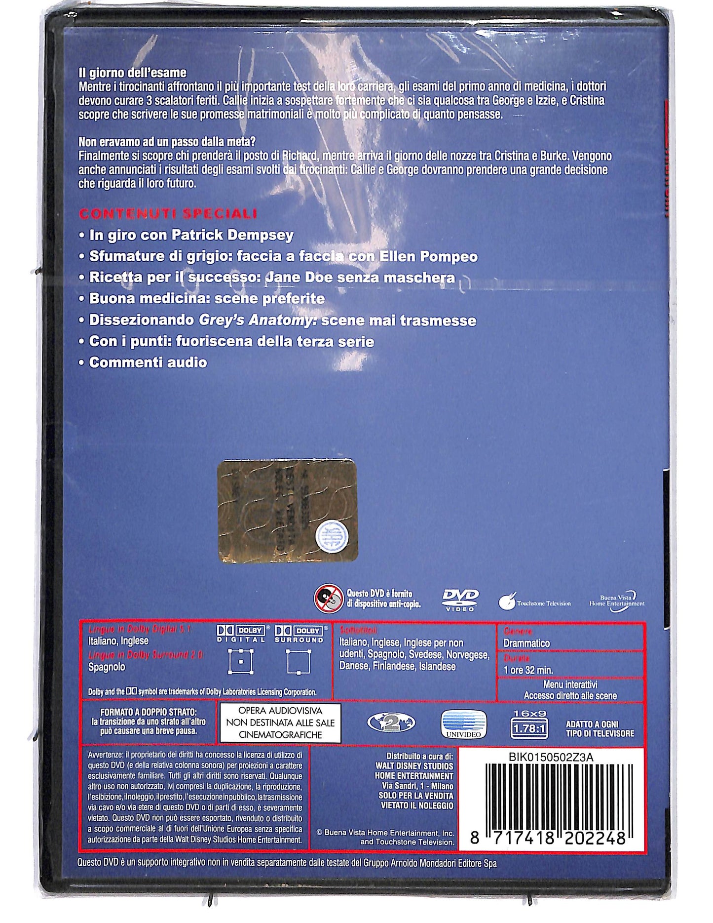 EBOND Grey's Anatomy Terza serie Disco7 Ep.24-25 Contenuti speciali DVD DB712609