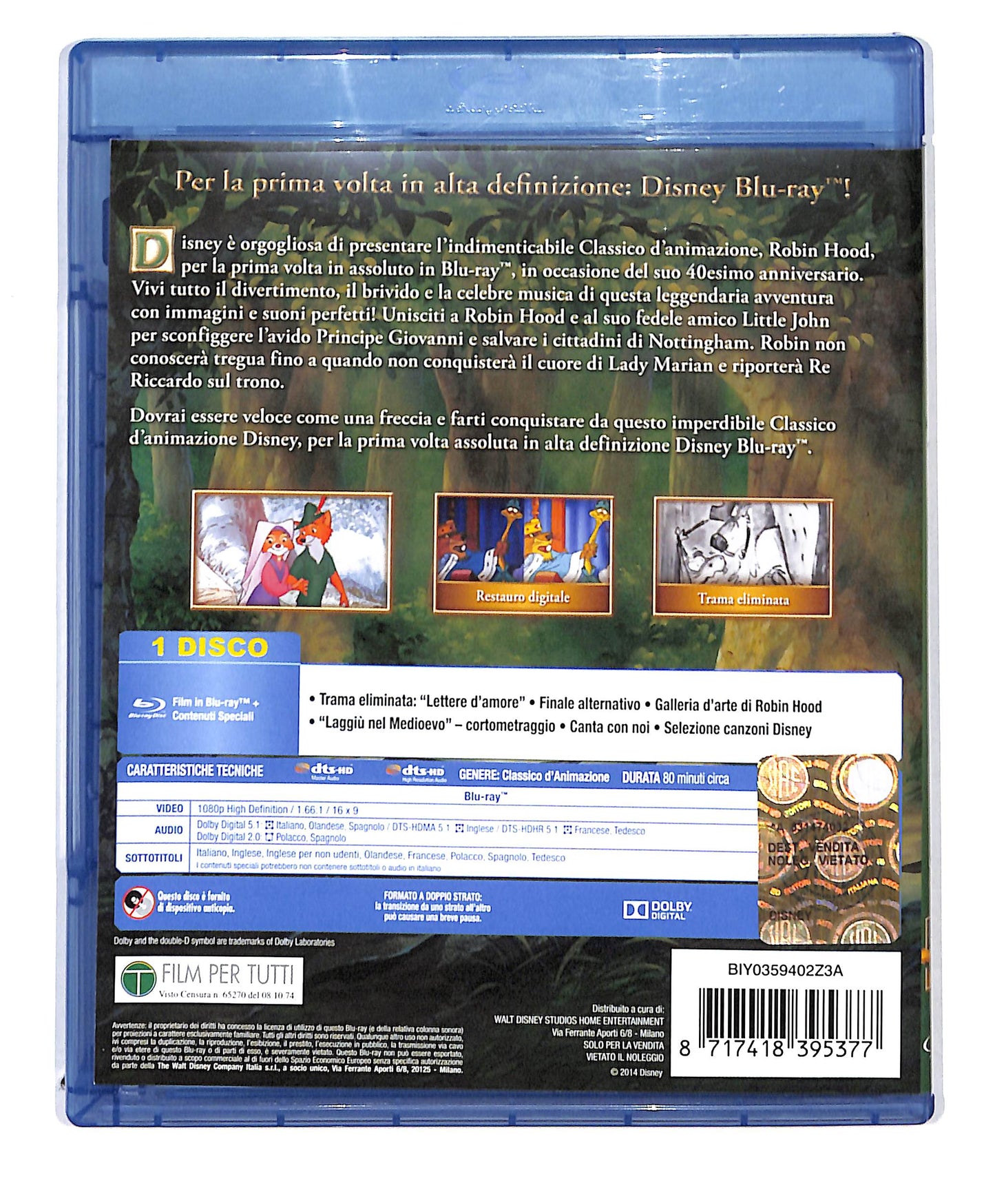 EBOND Robin Hood. edizione 40° anniversario BLURAY BLURAY DB712720