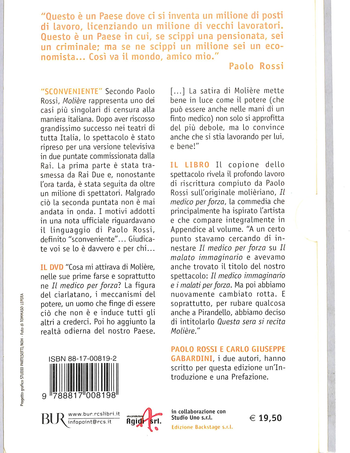 EBOND Paolo Rossi Questa sera si recita Moliere+libro SLIPCASE DVD DB714623