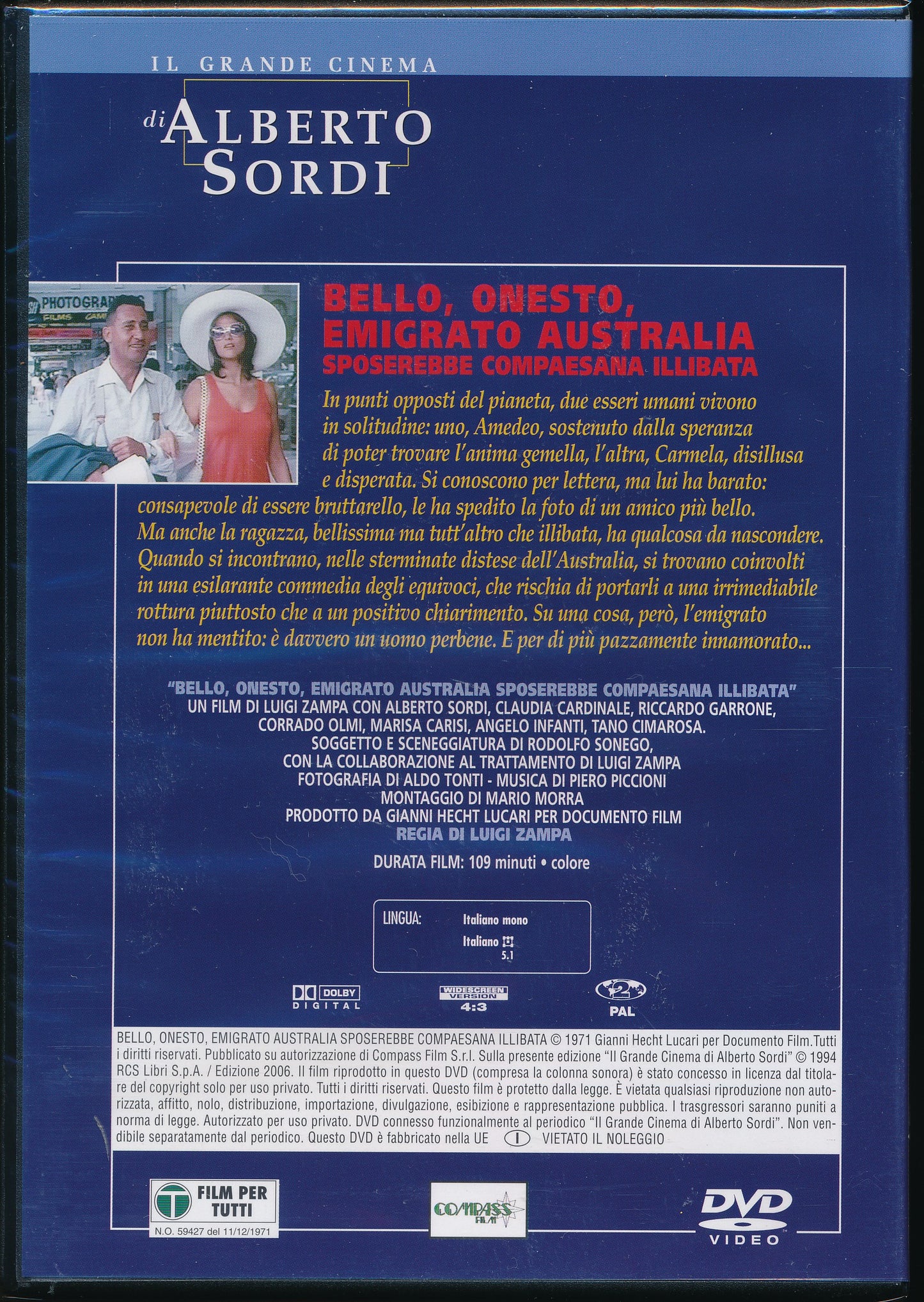 EBOND Bello Onesto Emigrato Australia Sposerebbe Compaesana Illibata DVD DB714661