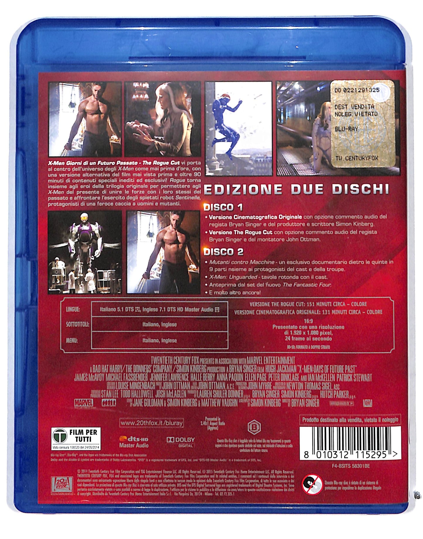 EBOND X-men Giorni Di Un Futuro Passato The Rogue Cut BLURAY DB715133