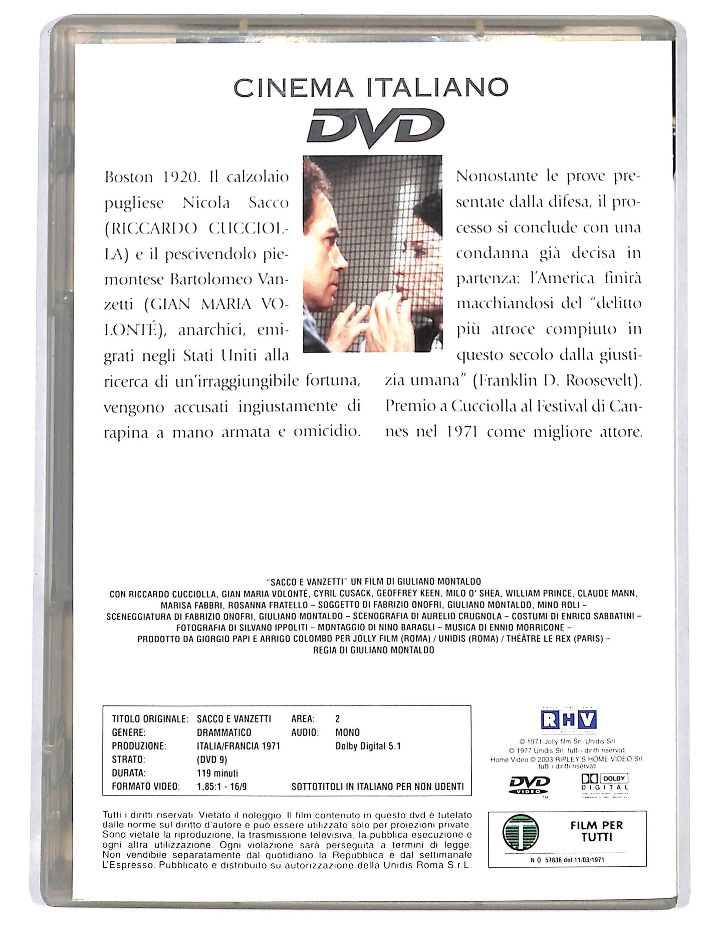 EBOND Cinema Italiano vol.28 - Sacco e Vanzetti EDITORIALE DVD DB717620