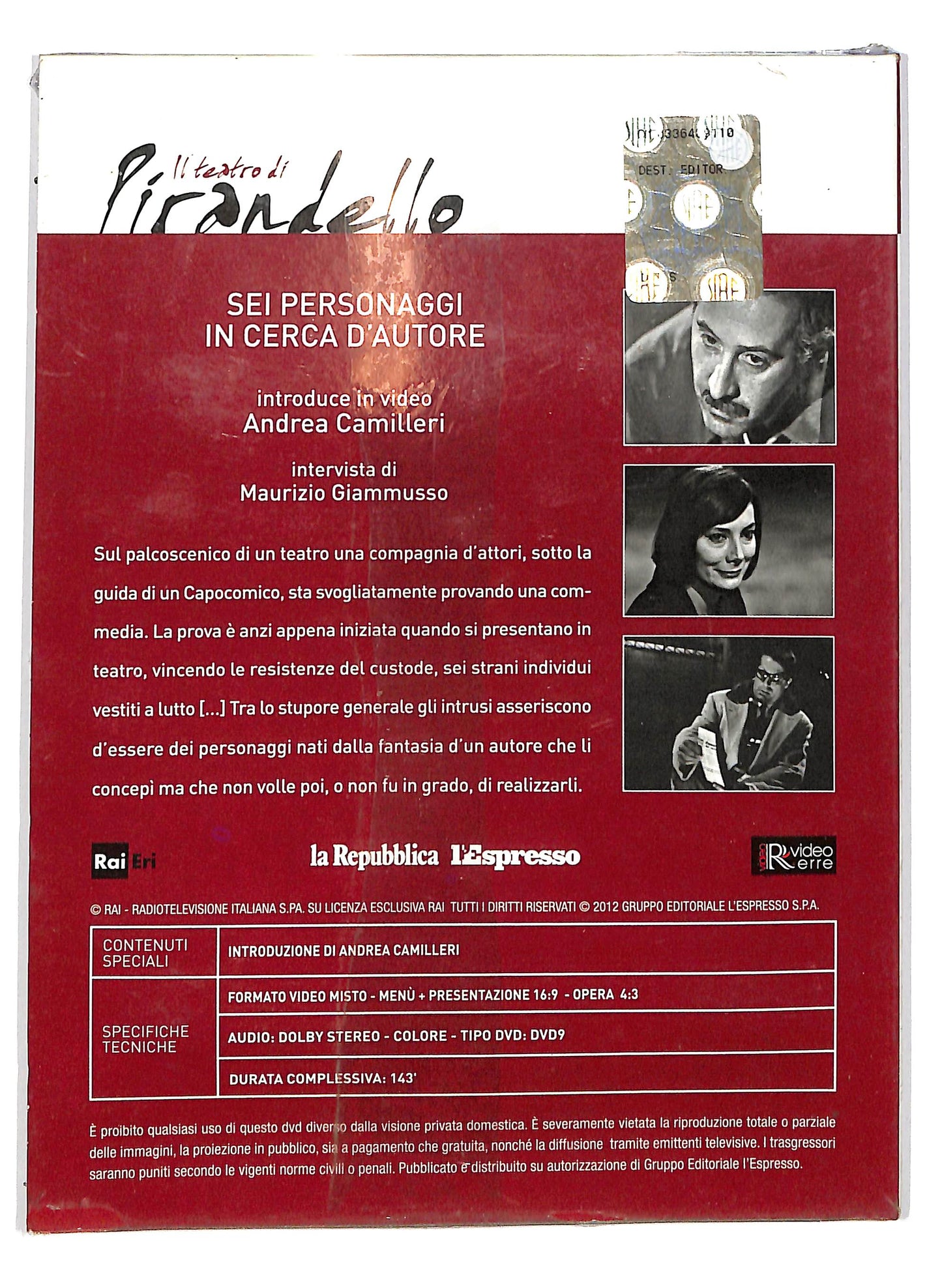 EBOND Sei personaggi in cerca d'autore Volume 1 EDITORIALE DVD DB730110