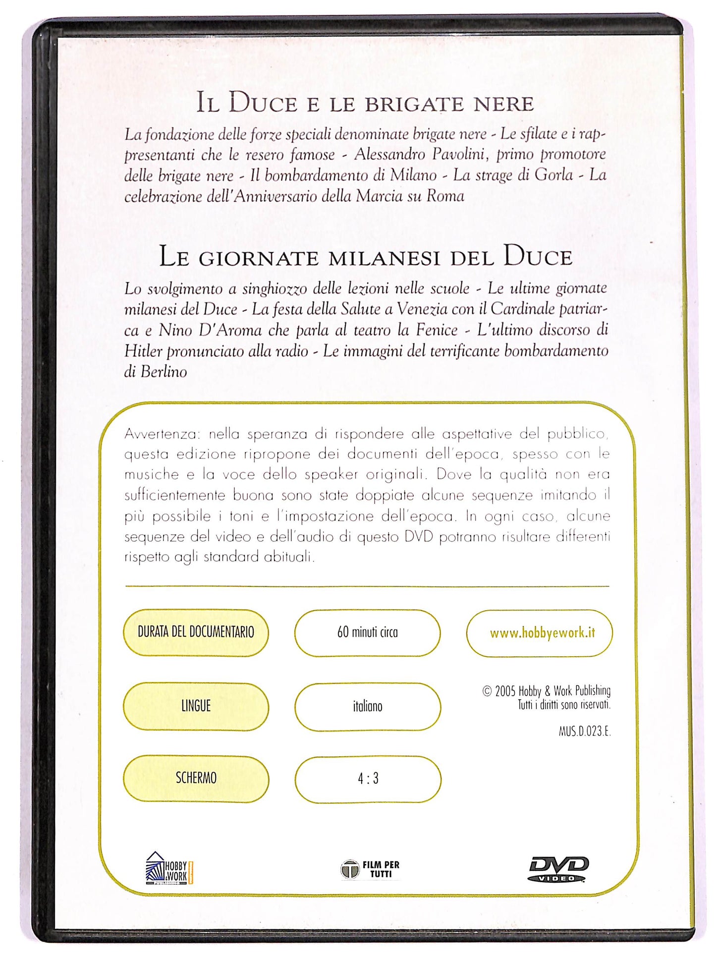 EBOND Mussolini e il fascismo - Il Duce e le brigate nere EDITORIALE DVD DB732965