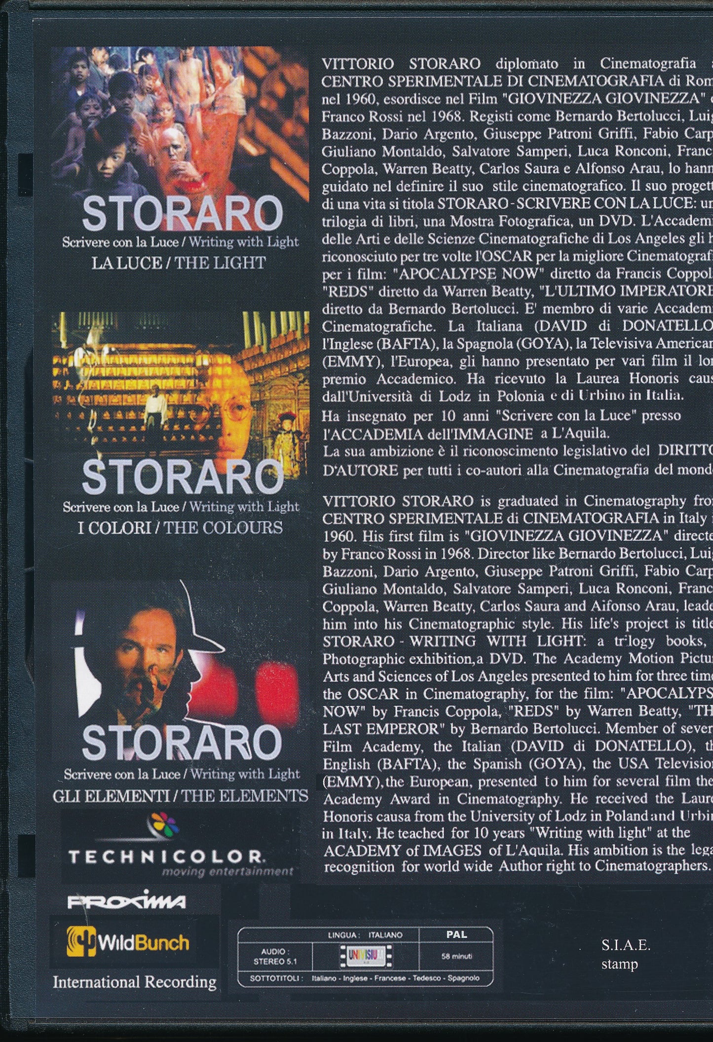 EBOND Storaro - Scrivere con la luce DVD DB733128