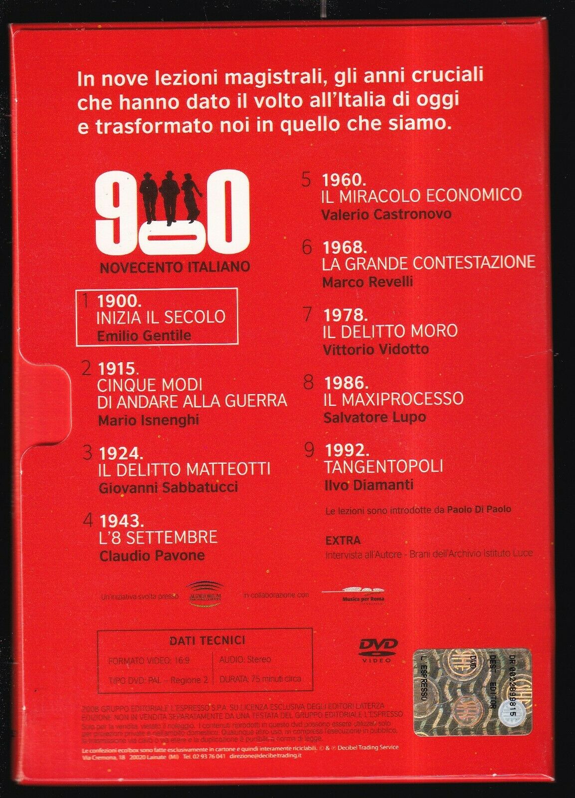 EBOND 1900 Inizia Il Secolo Novecento Italiano Lezioni Di Storia DVD DB745950