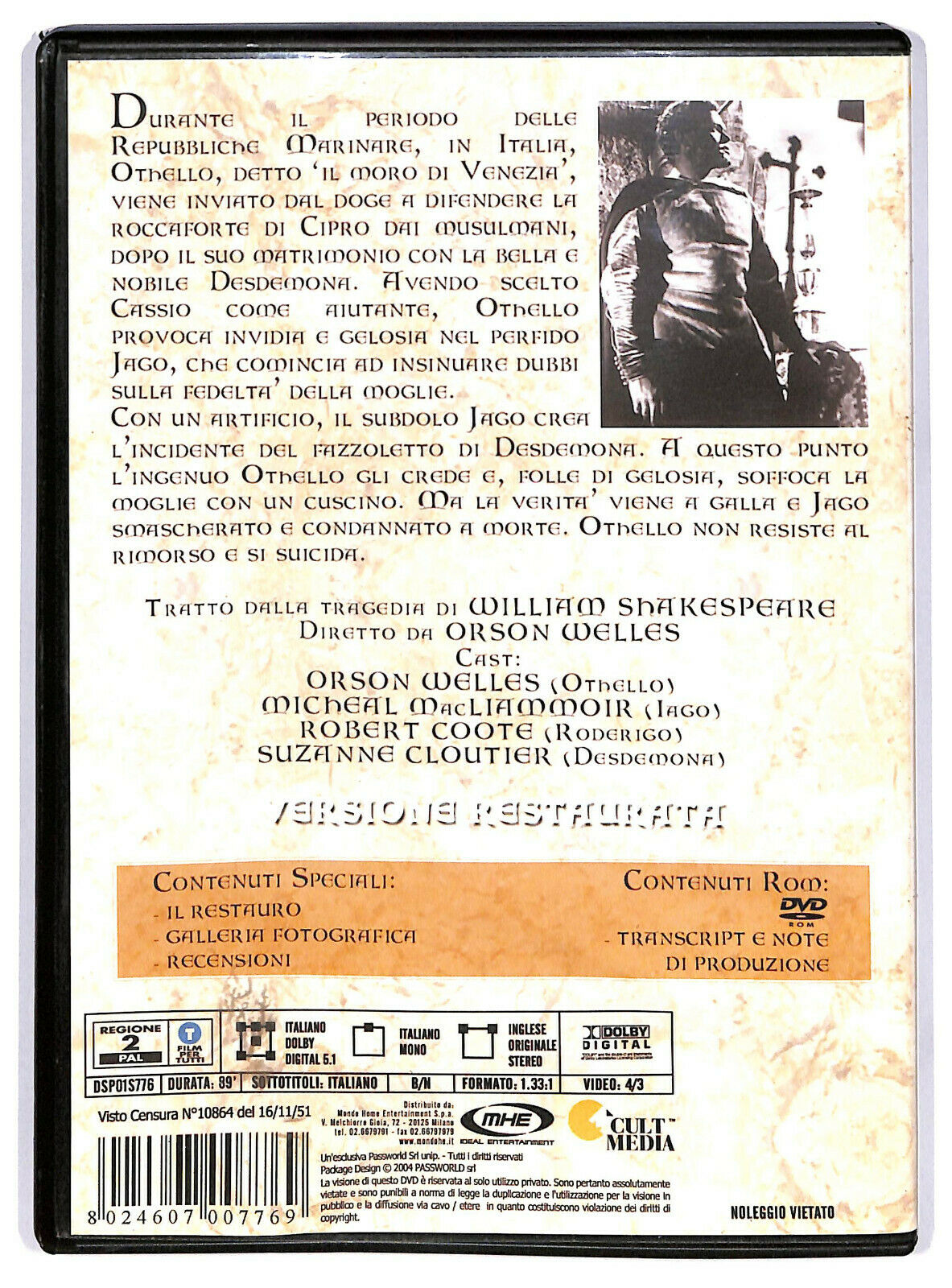 EBOND Othello (1952) Di Orson Welles DVD DB749242