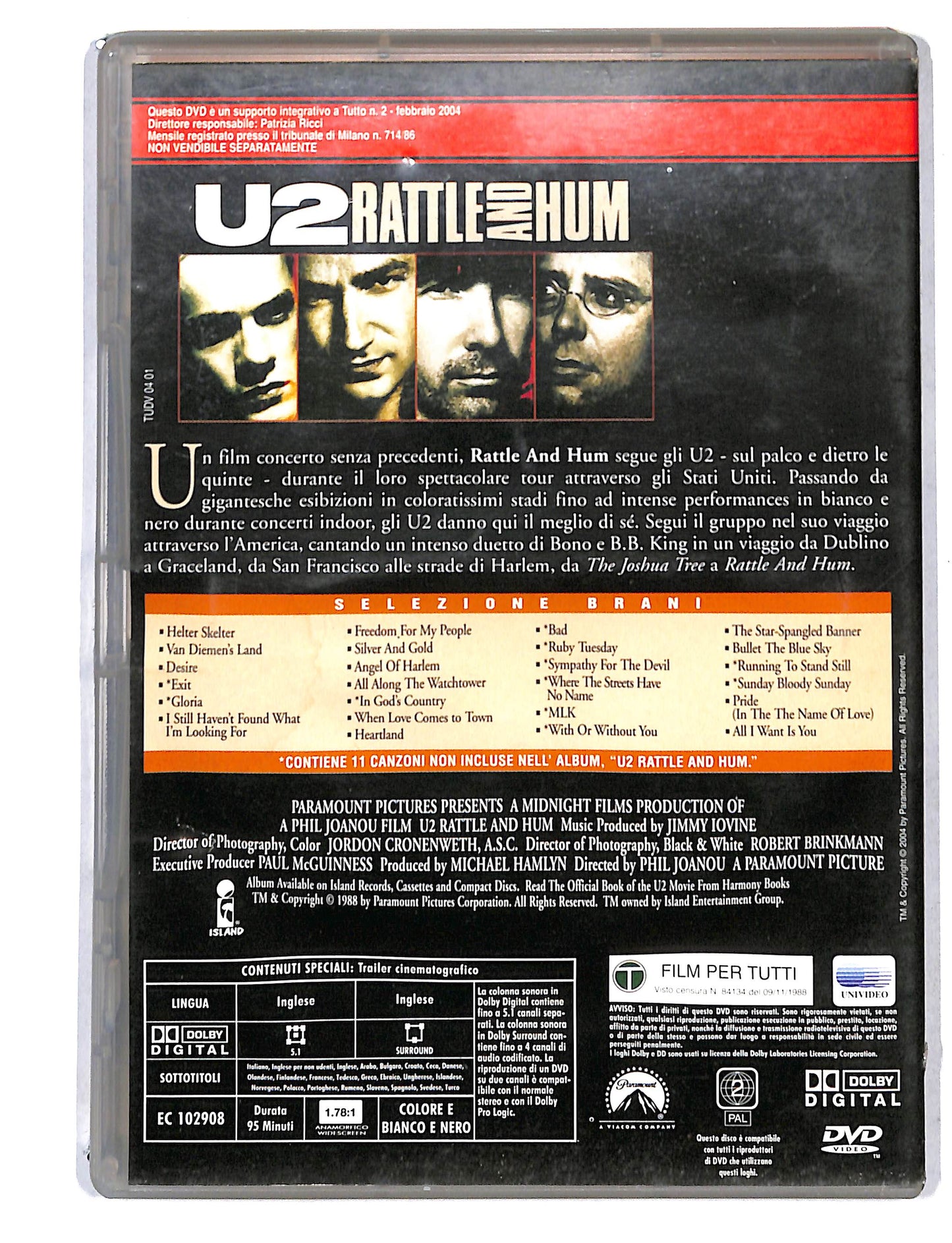 EBOND U2 - Rattle And Hum EDITORIALE DVD DB753121