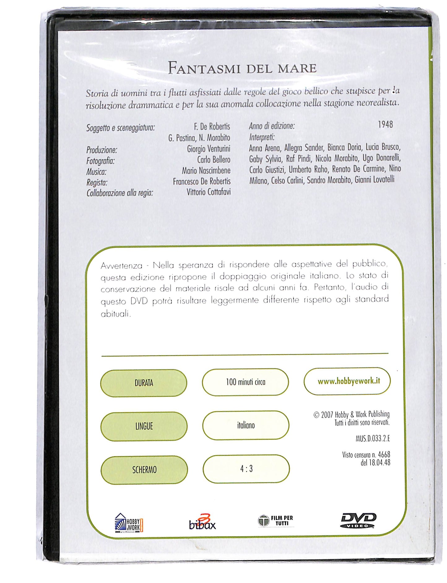 EBOND Il Cinema del Fascismo - Fantasmi del mare EDITORIALE DVD DB753220