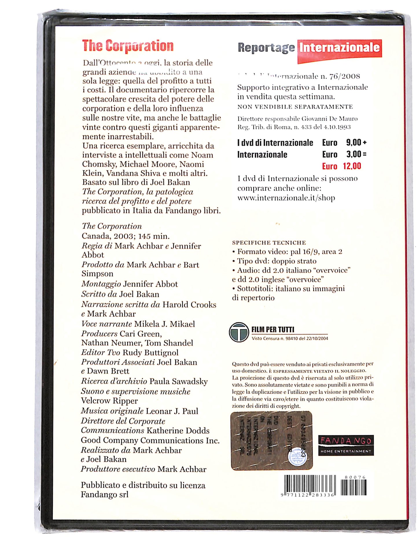 EBOND The Corporation EDITORIALE DVD DB754760