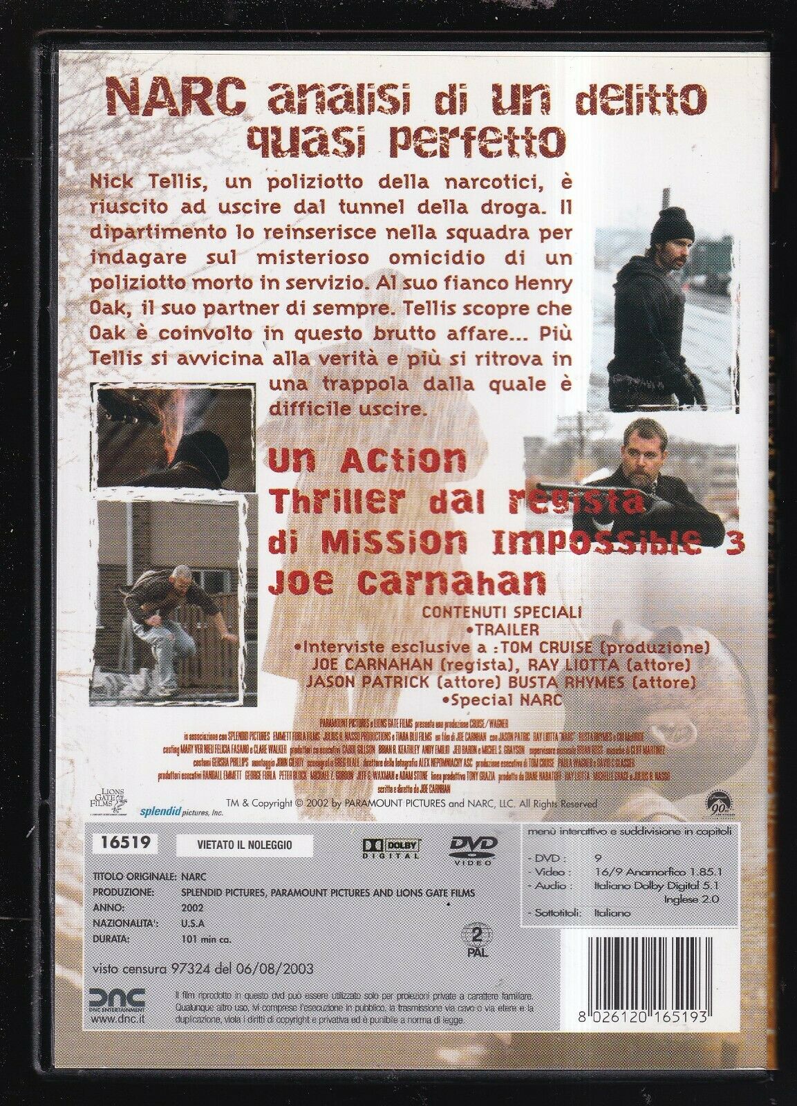 EBOND Narc Di Joe Carnahan Con Ray Liotta DVD DB754904