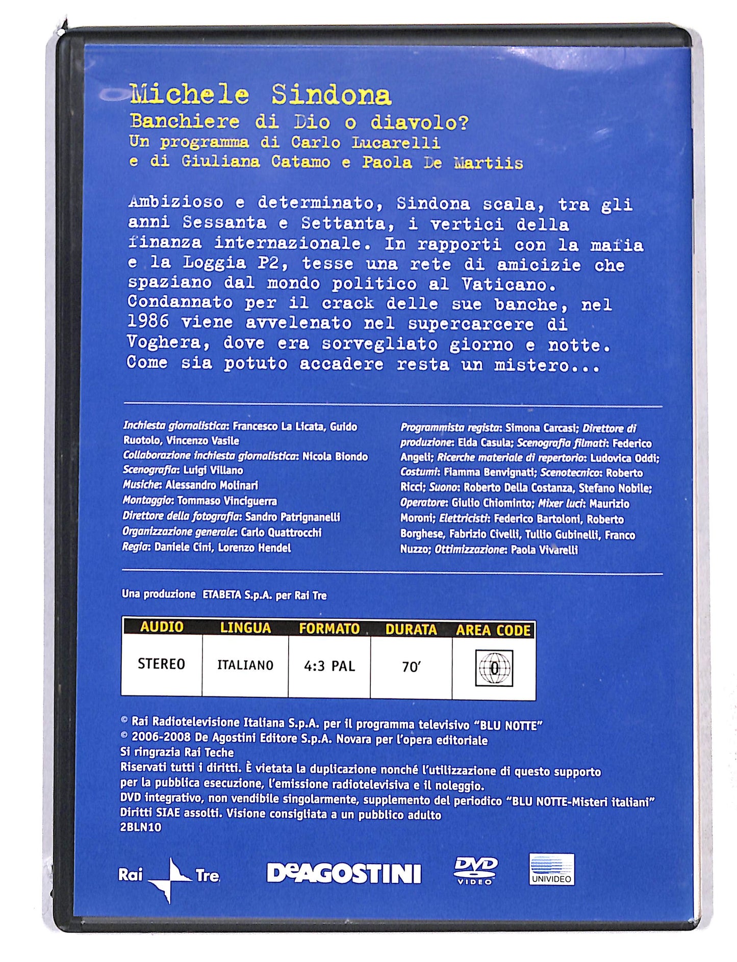 EBOND Blu Notte Vol.10 - Michele Sindona EDITORIALE DVD DB761411