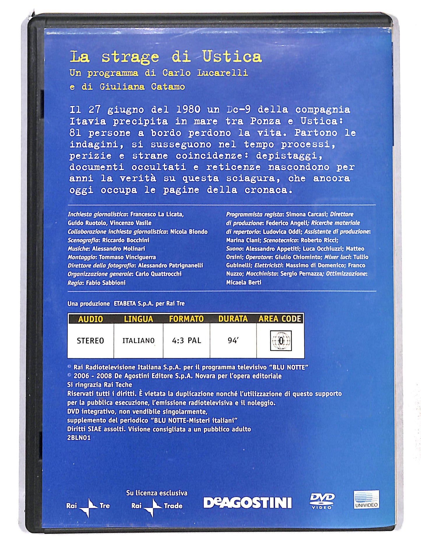 EBOND Blu Notte Vol 1 La strage di Ustica DVD DB761416