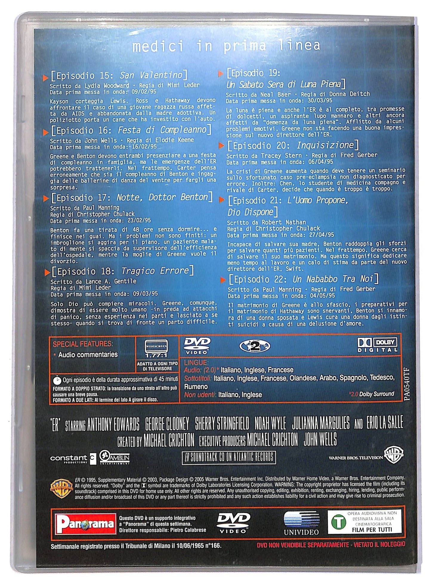 EBOND ER Medici In Prima Linea Anno 1 Epis. 15 - 22 EDITORIALE DVD DB761440