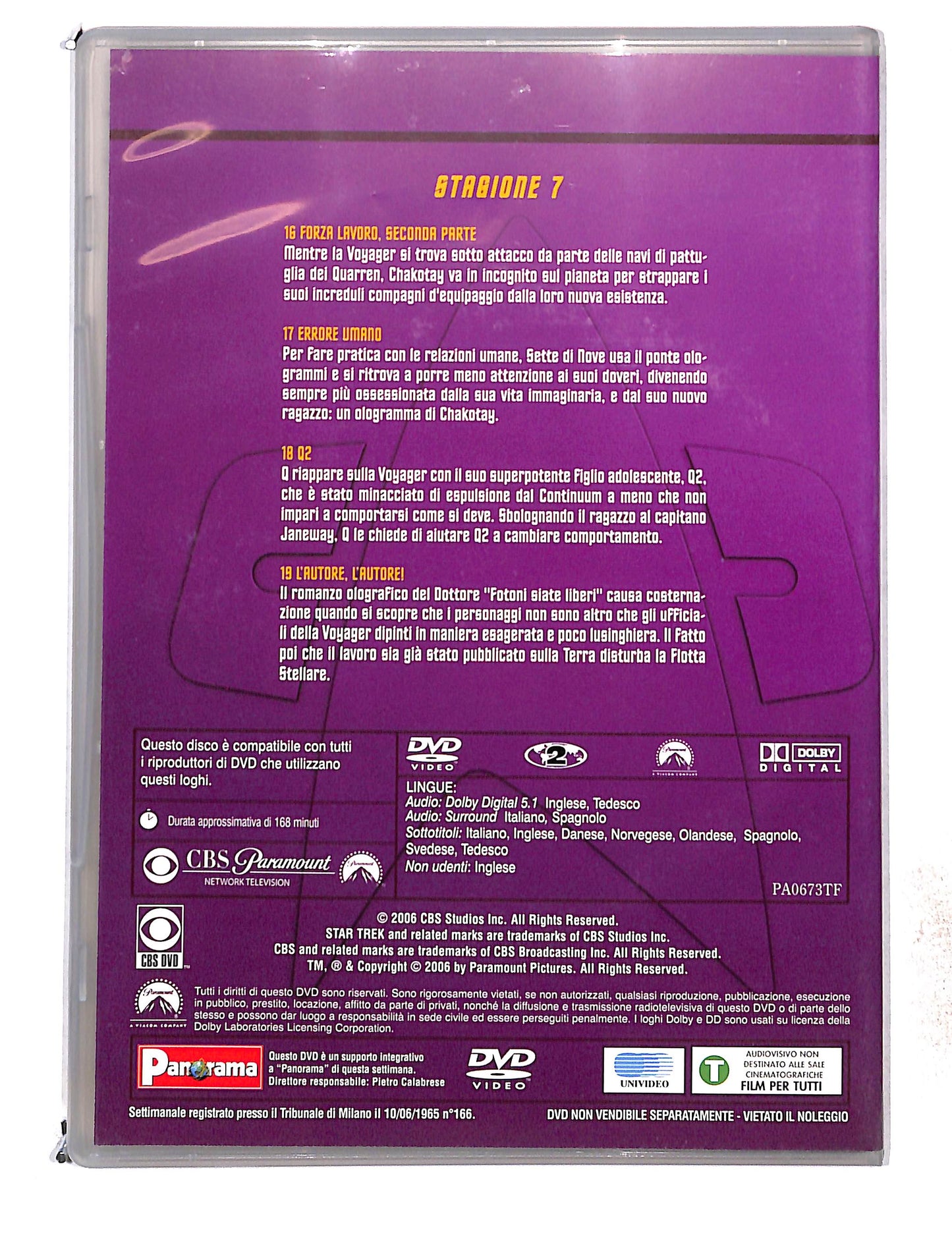 EBOND Star Trek Voyager Stagione 7 disco 5 eps 16-19 EDITORIALE DVD DB761480