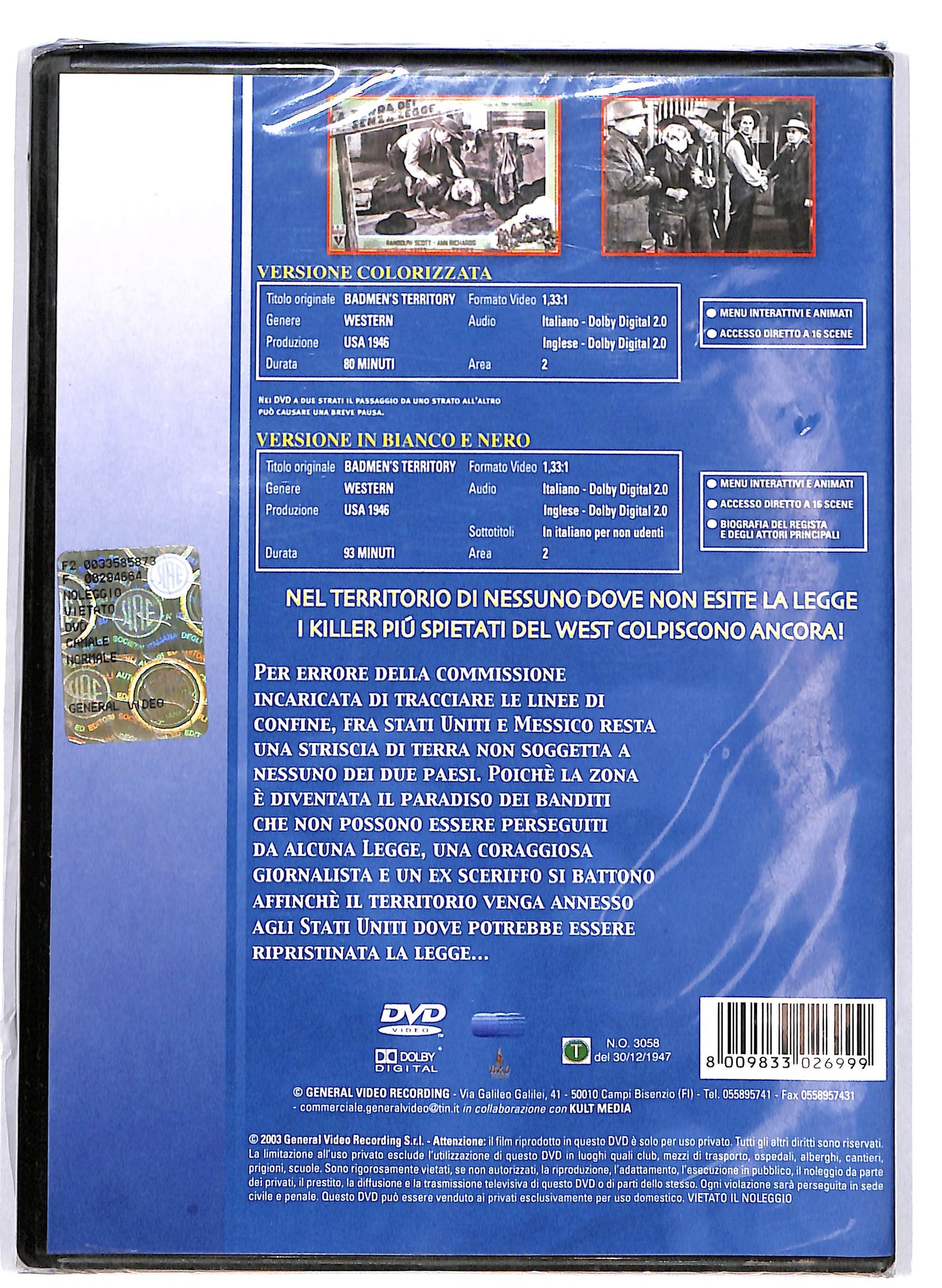 EBOND La terra dei senza legge EDIZIONE SPECIALE (2 dischi) DVD DB761907