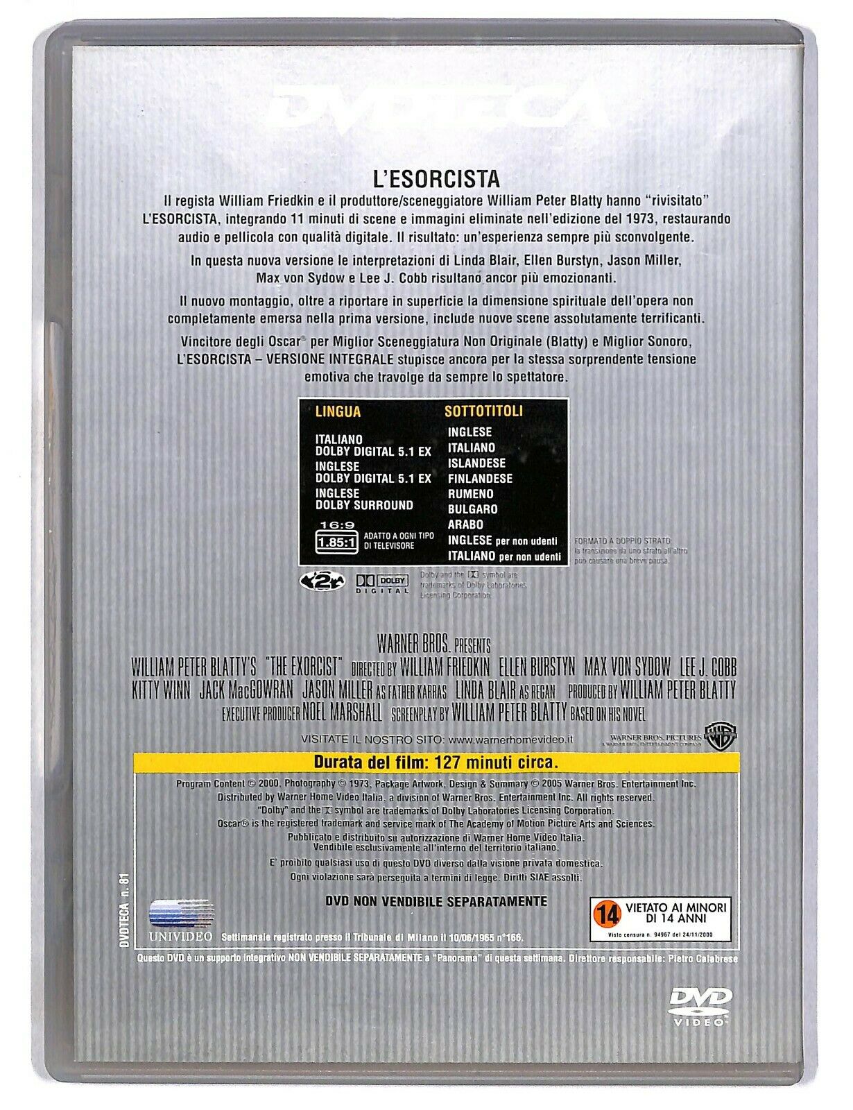 EBOND L'esorcista Versione Integrale Di William Friedkin Editoriale DVD DB762830