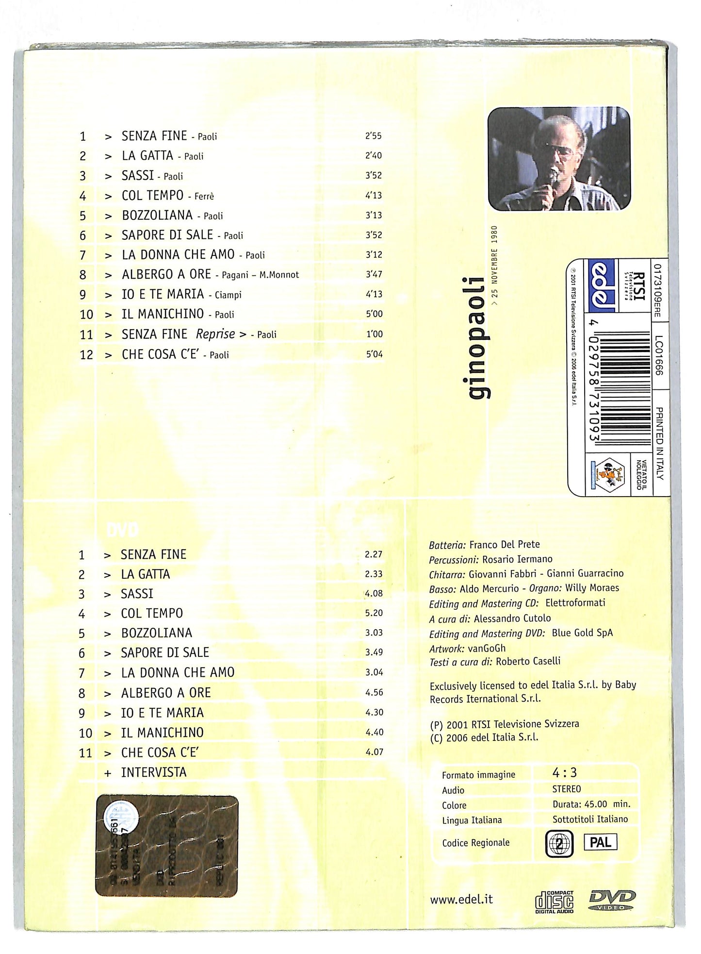 EBOND Gino Paoli - Live @ RTSI 25 Novembre 1980 DVD DB763346