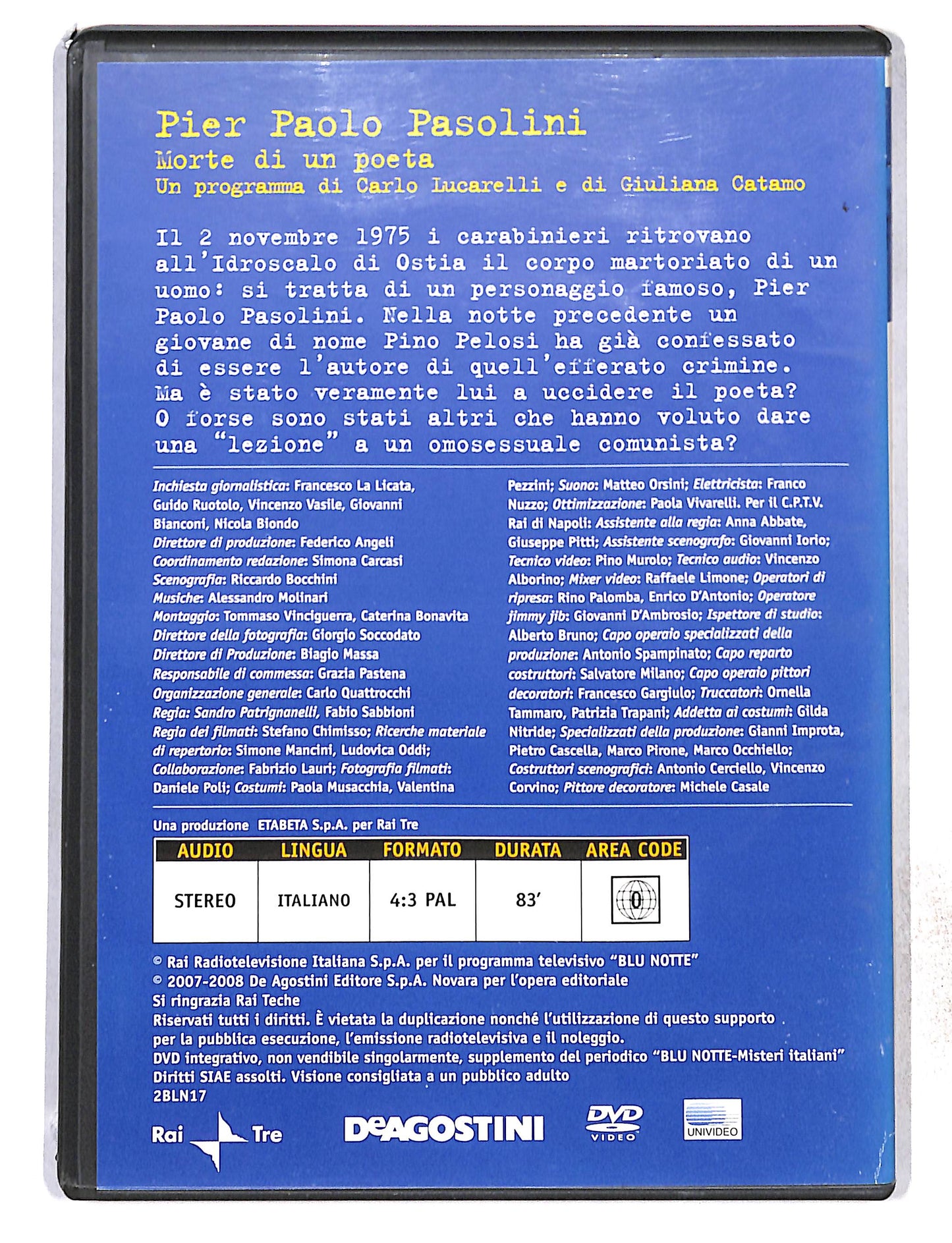 EBOND Blu Notte vol.17 Pier Paolo Pasolini EDITORIALE DVD DB772824