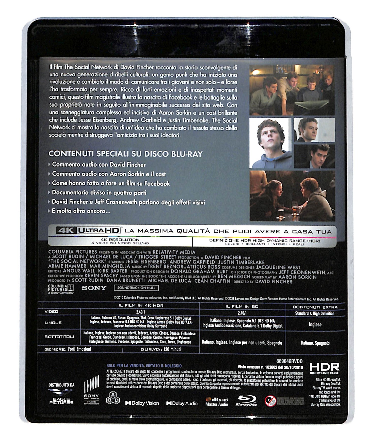 EBOND The Social network 4K ULTRA HD + BLURAY BLURAY DB773650