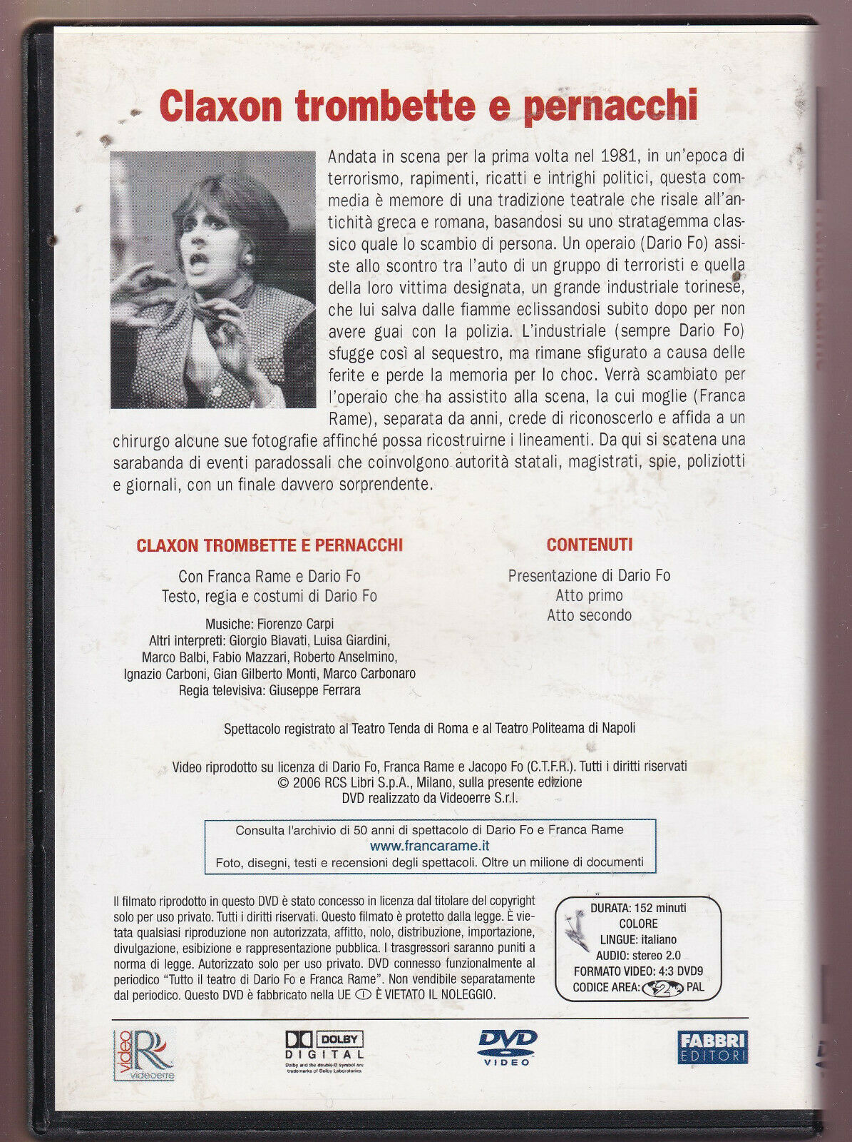 EBOND Dario Fo e Franca Rame:claxon Trombette e Pernacchi DVD DB773847