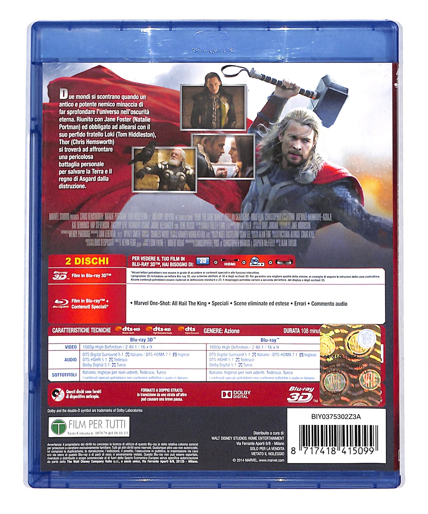 EBOND Thor The Darkworld BLURAY 3D - NON CONTIENE IL BLURAY 2D BLURAY DB777814