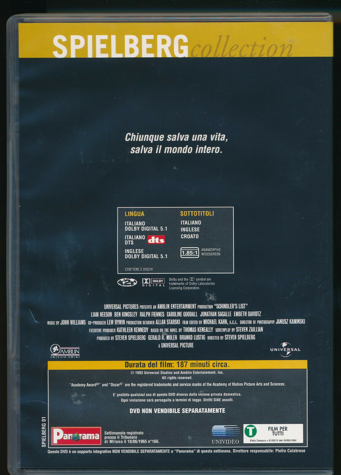 EBOND Schindler's List Editoriale DVD DB778150