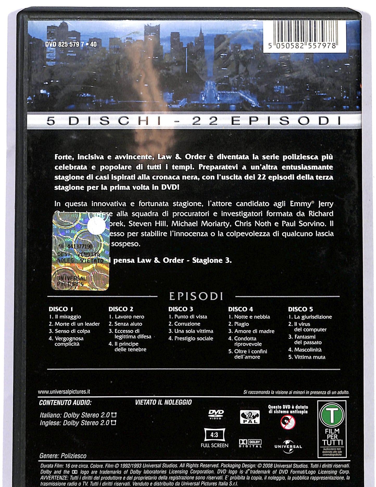 EBOND Law e Order I due volti della giustizia stagione 3 completa DVD DB778940