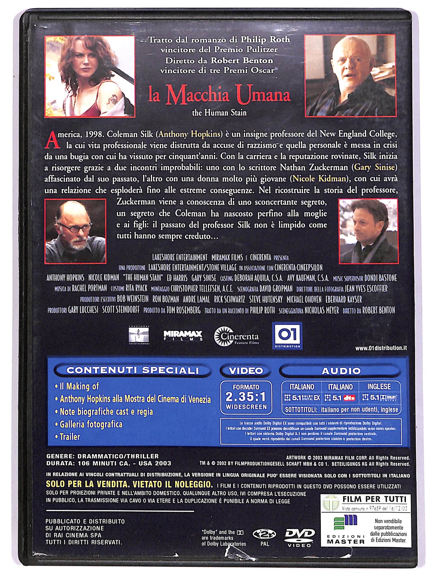 EBOND La macchia umana EDITORIALE DVD DB779430