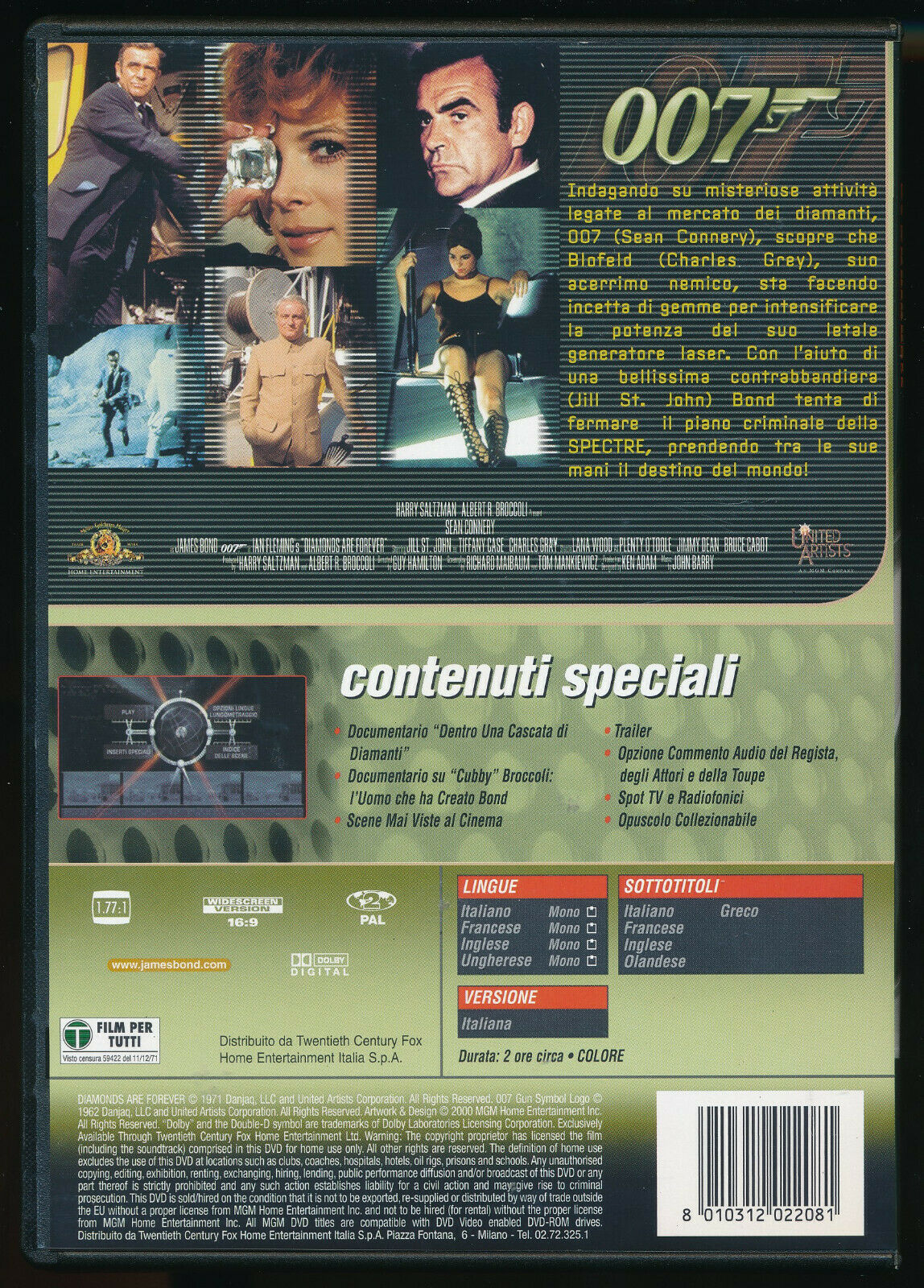 EBOND Agente 007 - Una Cascata Di Diamanti DVD DB782805