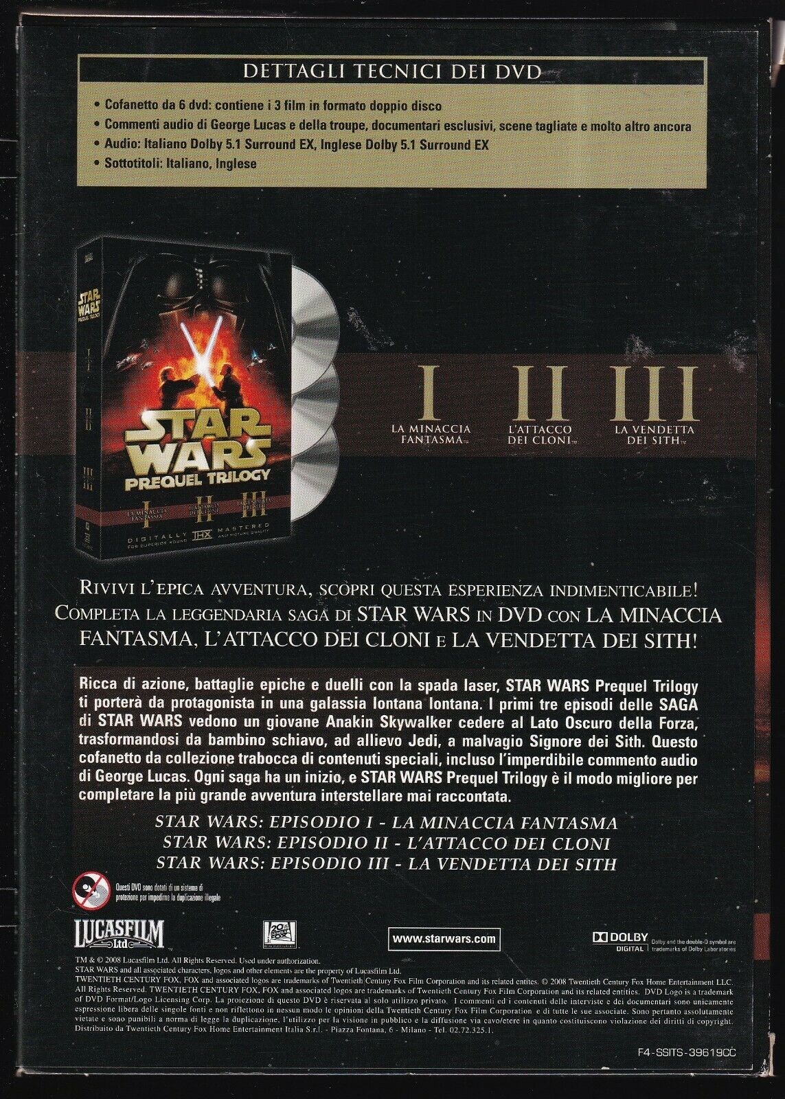 EBOND Star Wars Prequel Trilogy Cofanetto Episodi 1-2-3 (6) DVD DB782830