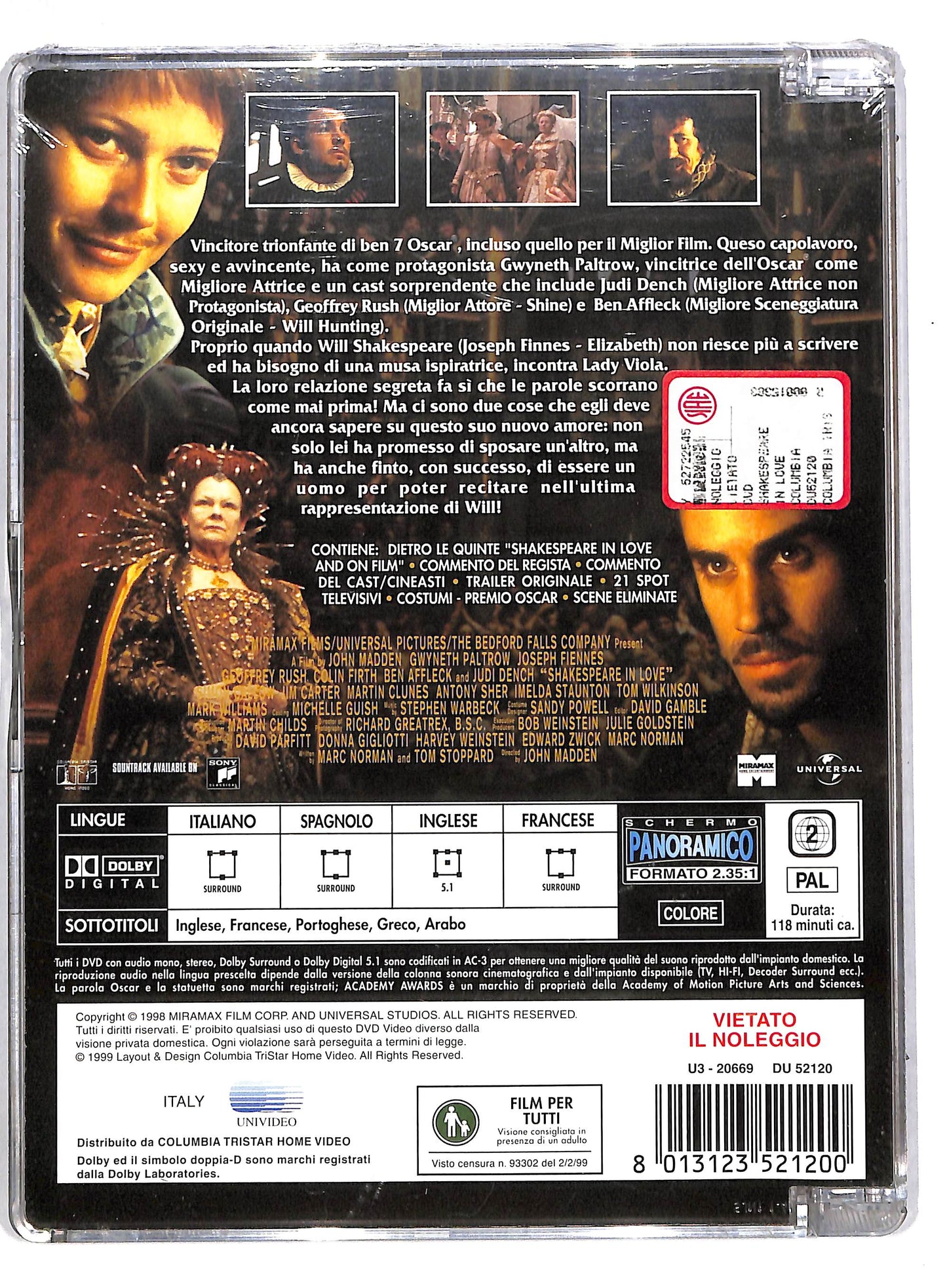 EBOND Shakespeare in Love SJB DVD DB786117