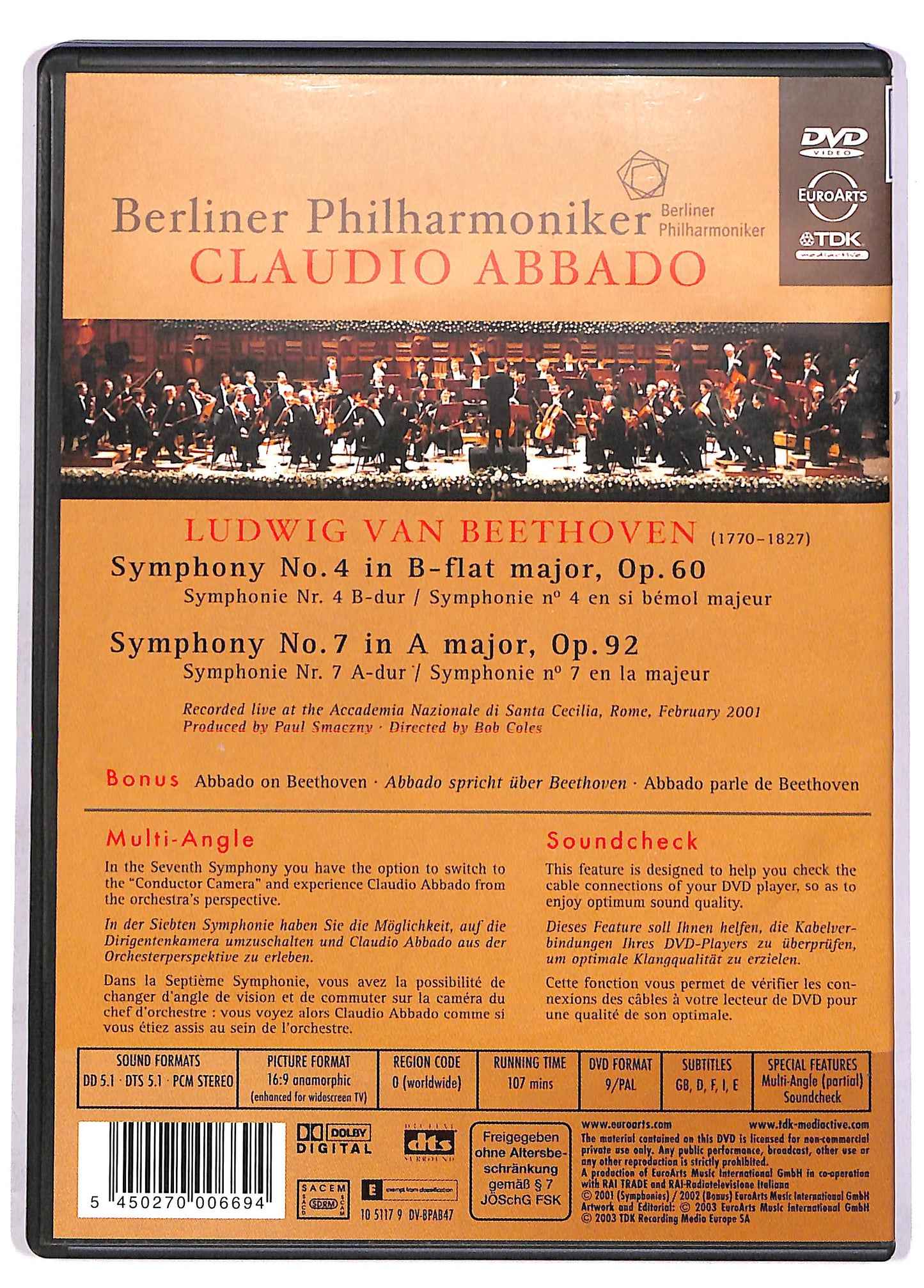 EBOND Beethoven Symphonies 4 & 7 Abbado DVD DB786155