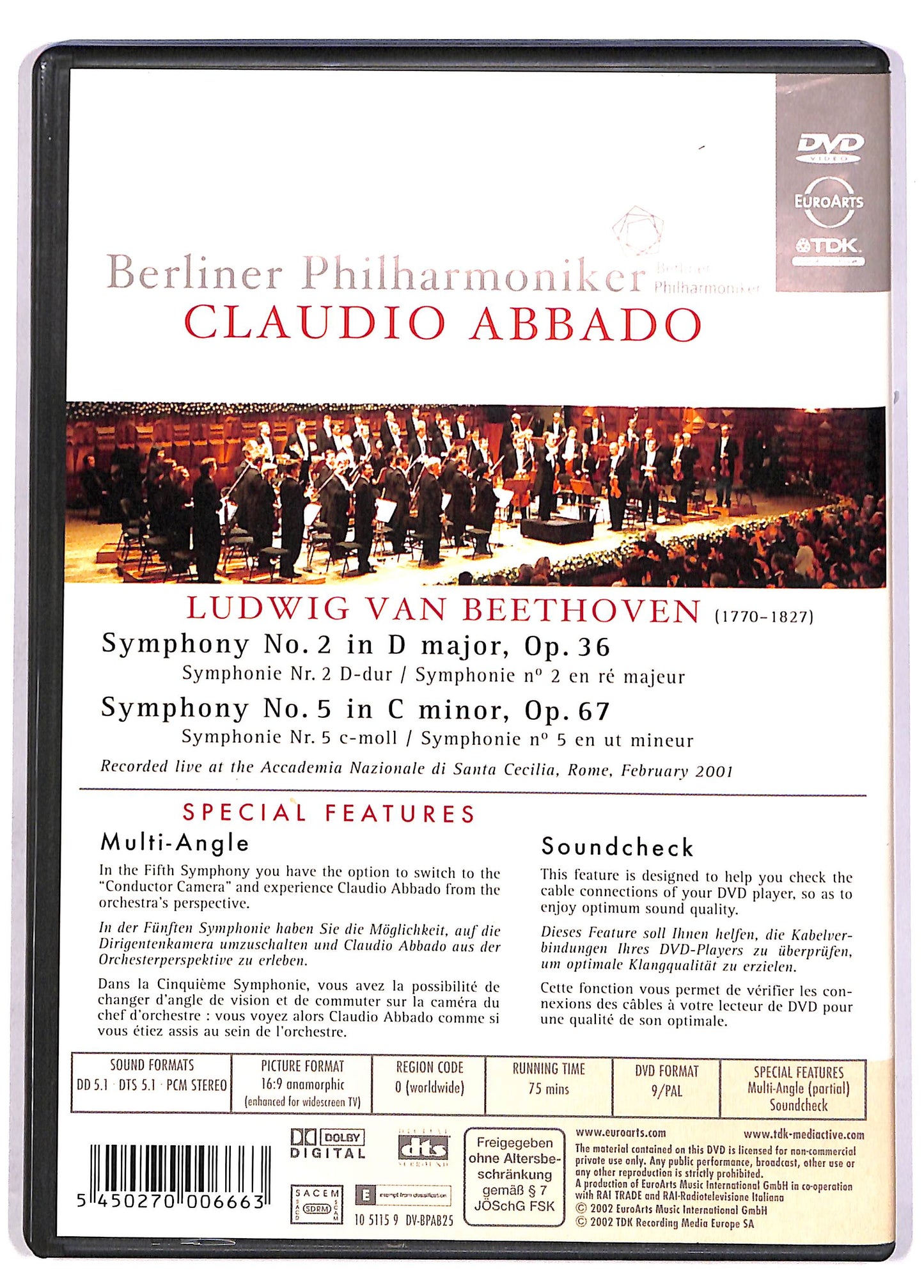 EBOND Beethoven Symphonies 2 & 5 Abbado DVD DB786156