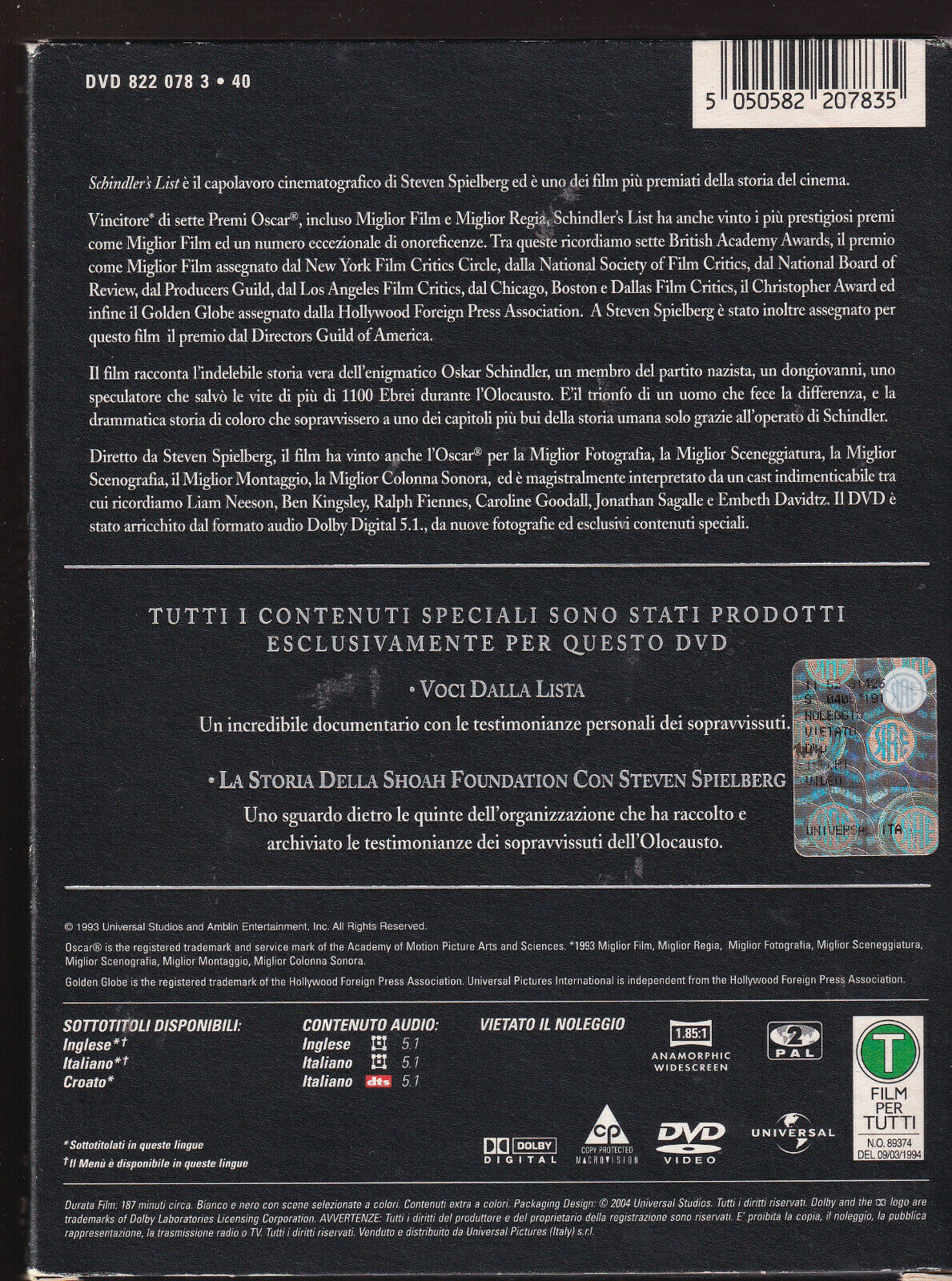 EBOND Schindler's List DVD DB787159