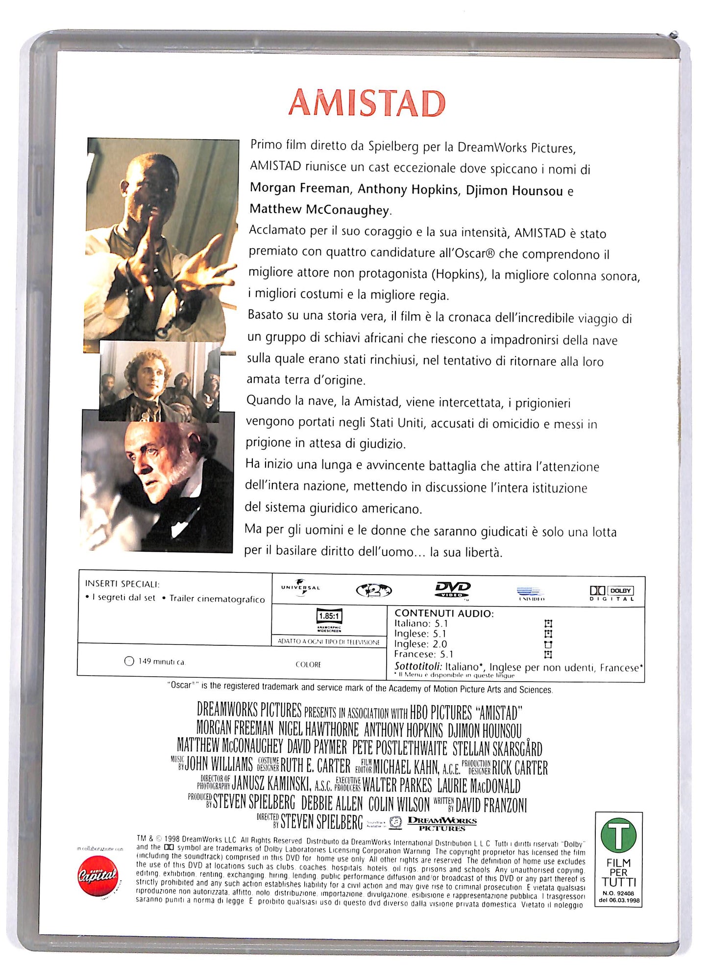 EBOND I Capolavori di Steven Spielberg - Amistad vol.9 EDITORIALE DVD DB787353