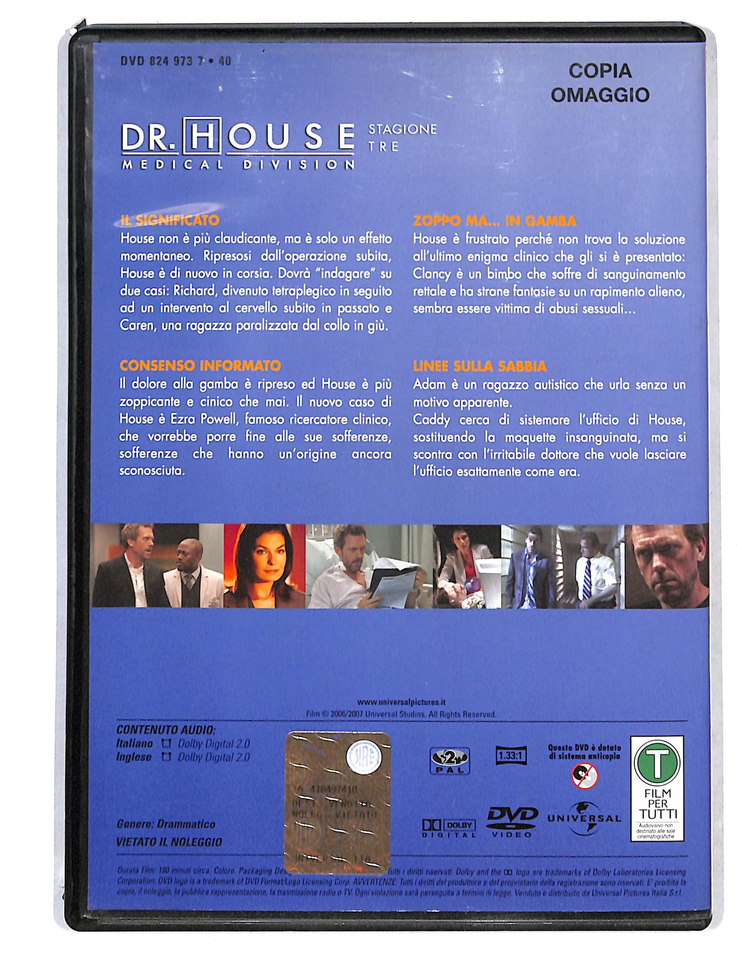 EBOND Dr.House stagione tre disco 1 episodi 1-4 EDITORIALE DVD DB788146