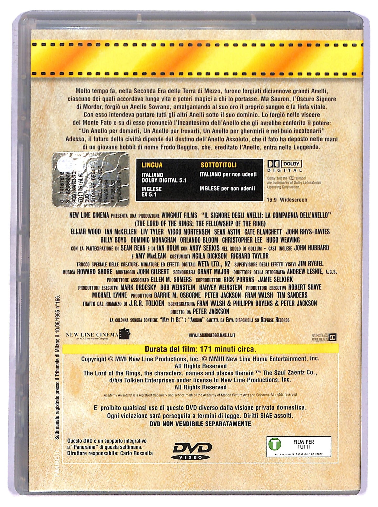 EBOND Il Signore degli Anelli - La compagnia dell'Anello EDITORIALE DVD DB789834