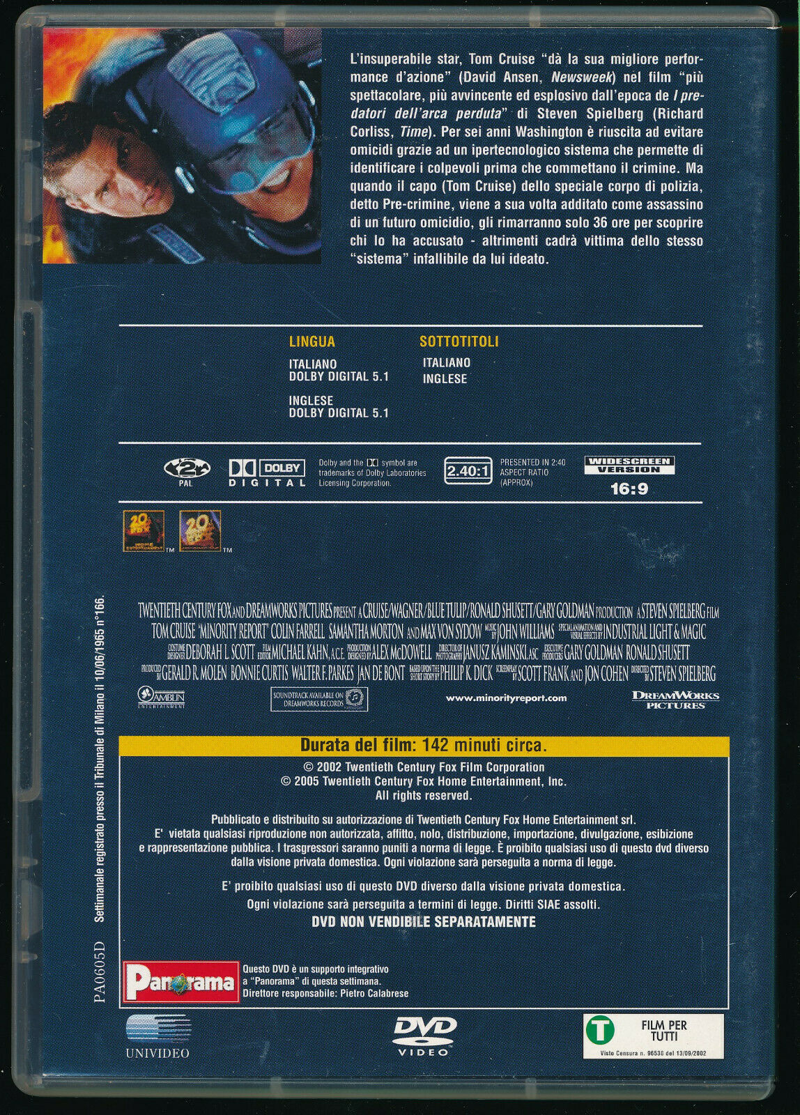 EBOND Minority Report Editoriale DVD DB790140