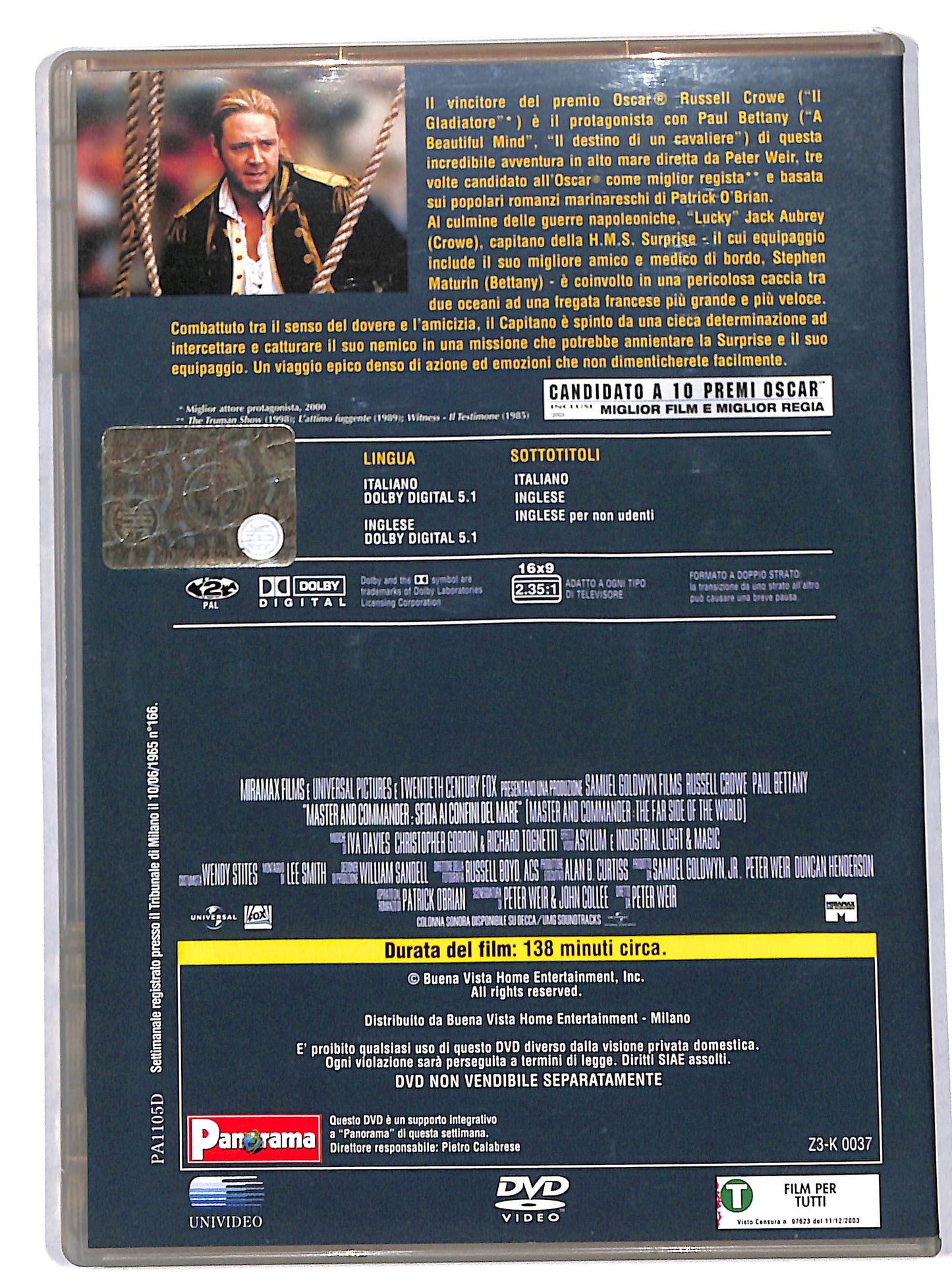EBOND master & Commander - Sfida ai confini del mare EDITORIALE DVD DB792105