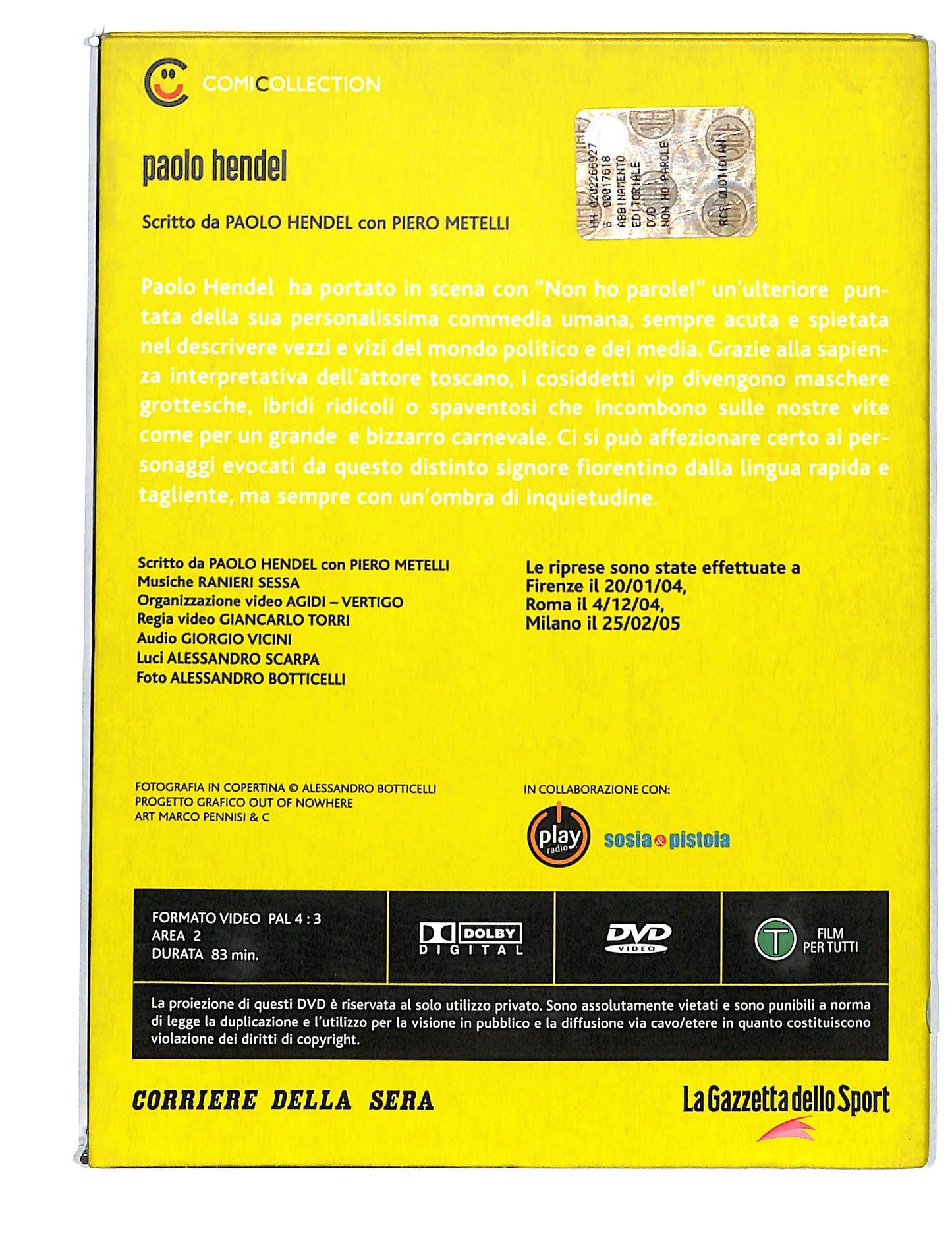 EBOND Paolo Hendel non ho parole DVD DB796603