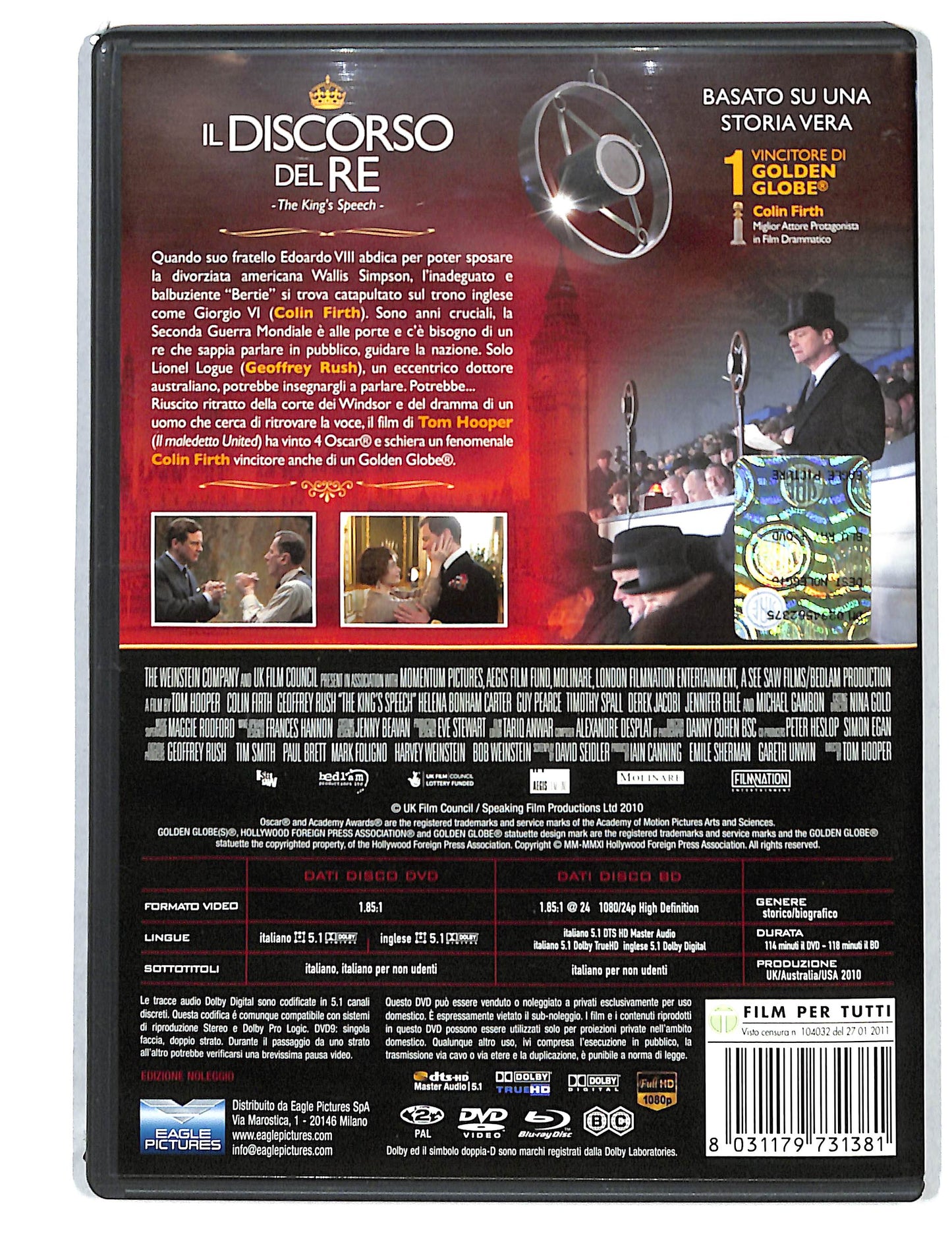 EBOND Il discorso del Re Dvd+1 BLURAY NOLEGGIO DVD DB807320