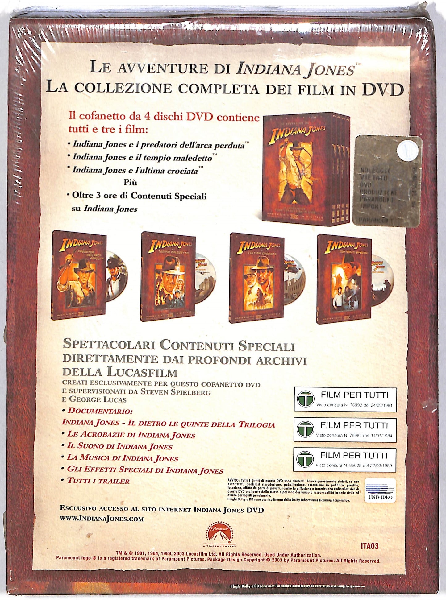 EBOND Indiana Jones Collezione Completa dei Film in 4 DVD DB807805