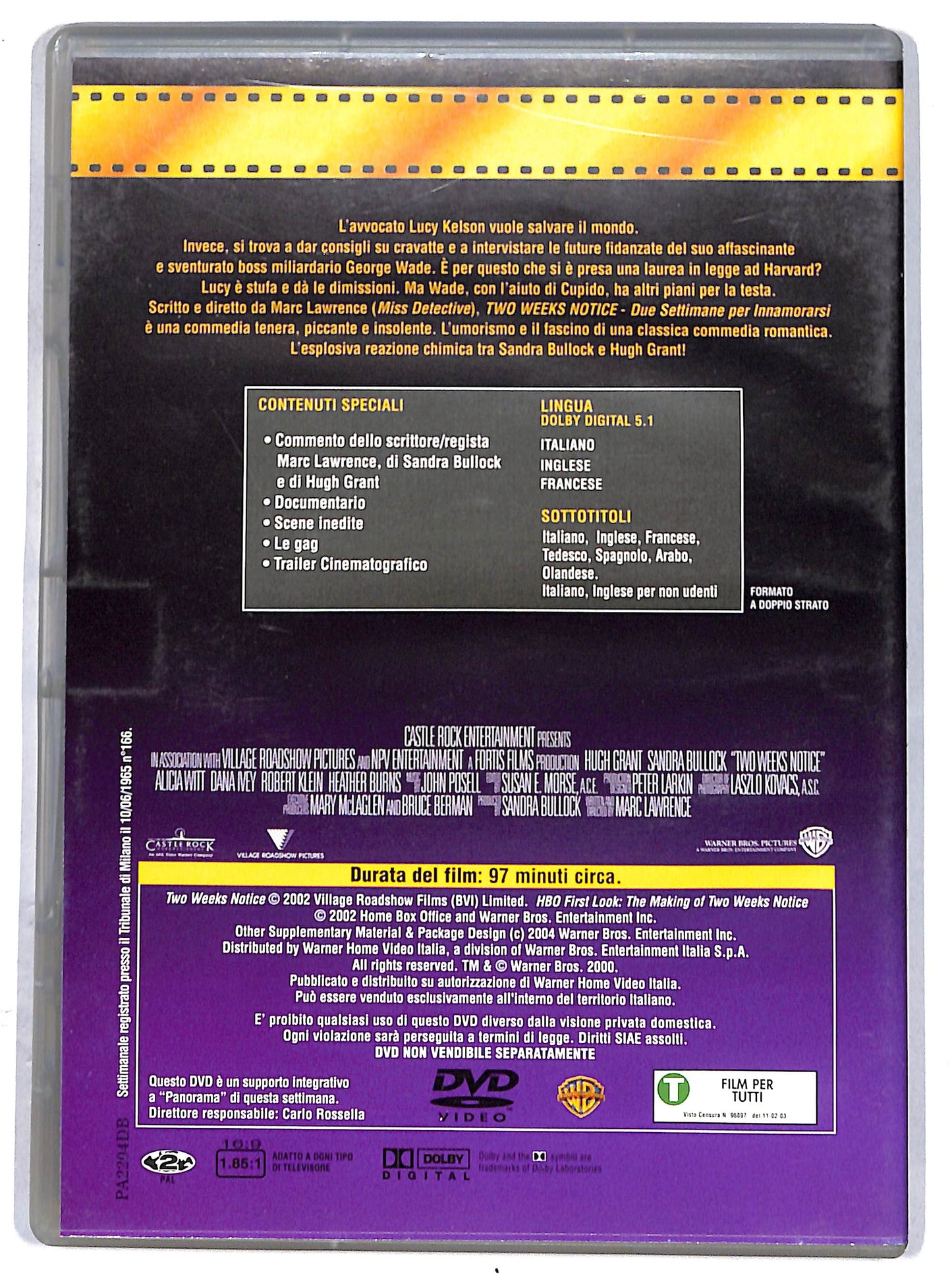 EBOND Two Weeks Notice - Due settimane per innamorarsi EDITORIALE DVD DB808612