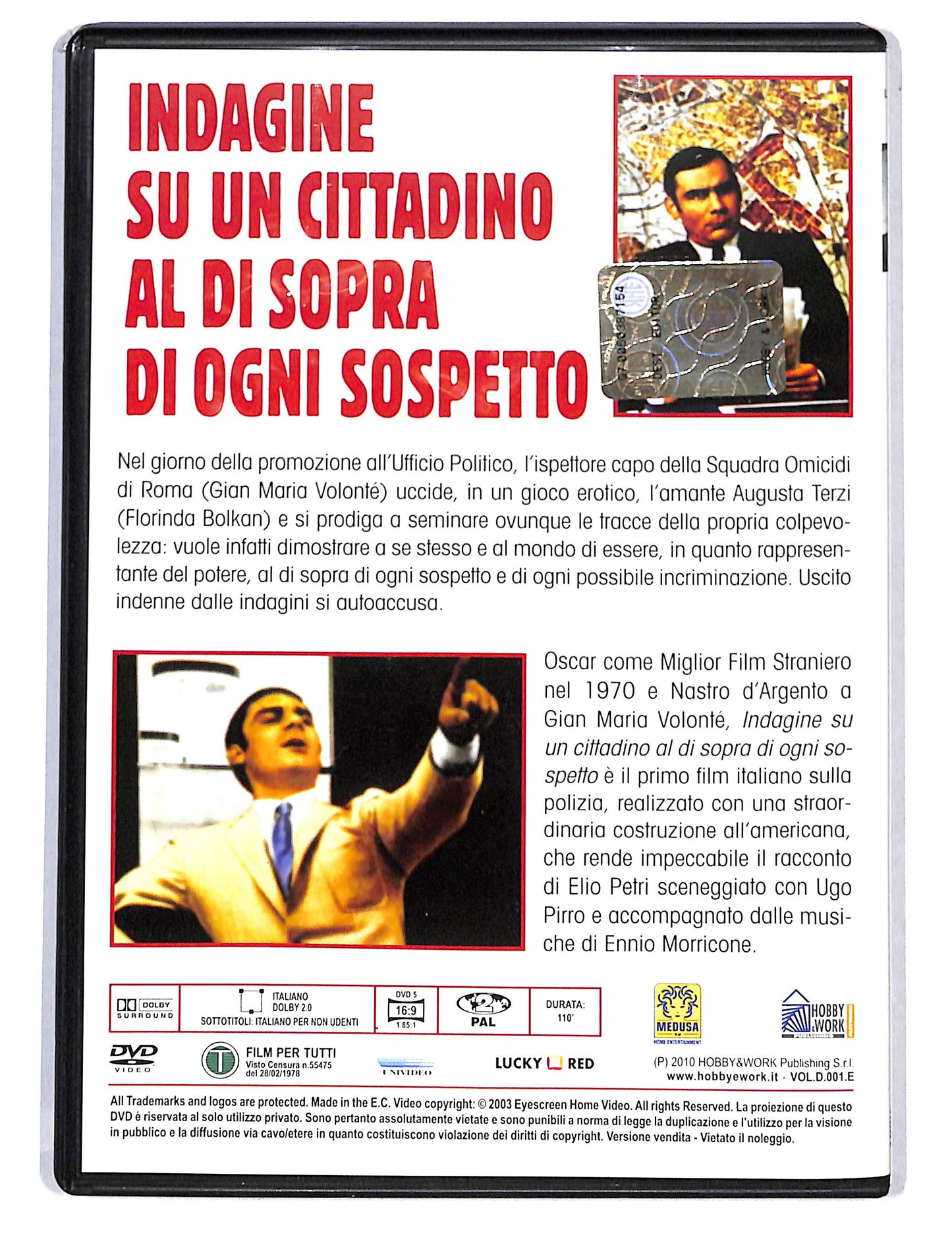 EBOND Indagine su un cittadino al di sopra di ogni sospetto DVD DB810164