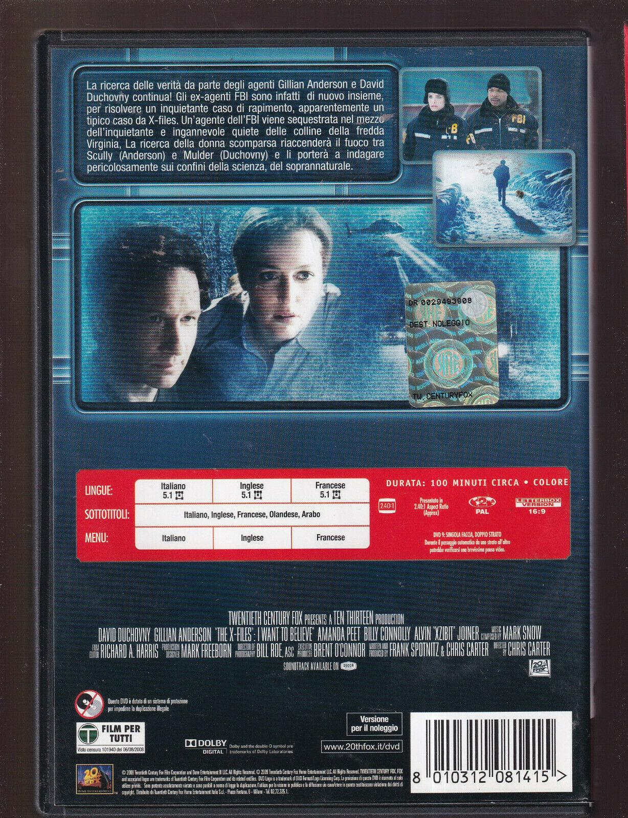 EBOND X Files Voglio Crederci Ex Noleggio DVD DB810632