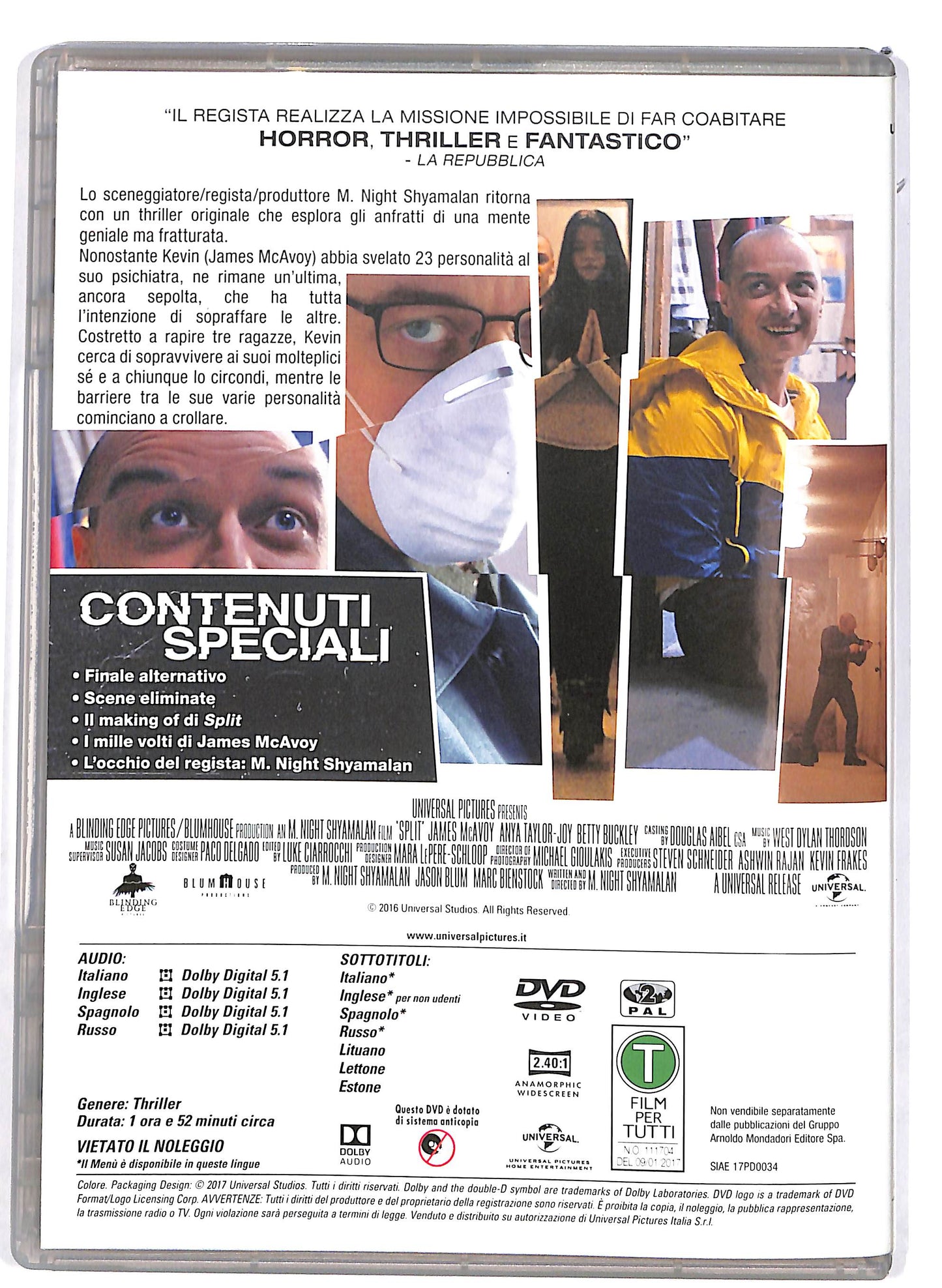EBOND Split (film 2016 Shyamalan) EDITORIALE NOLEGGIO DVD DB811104
