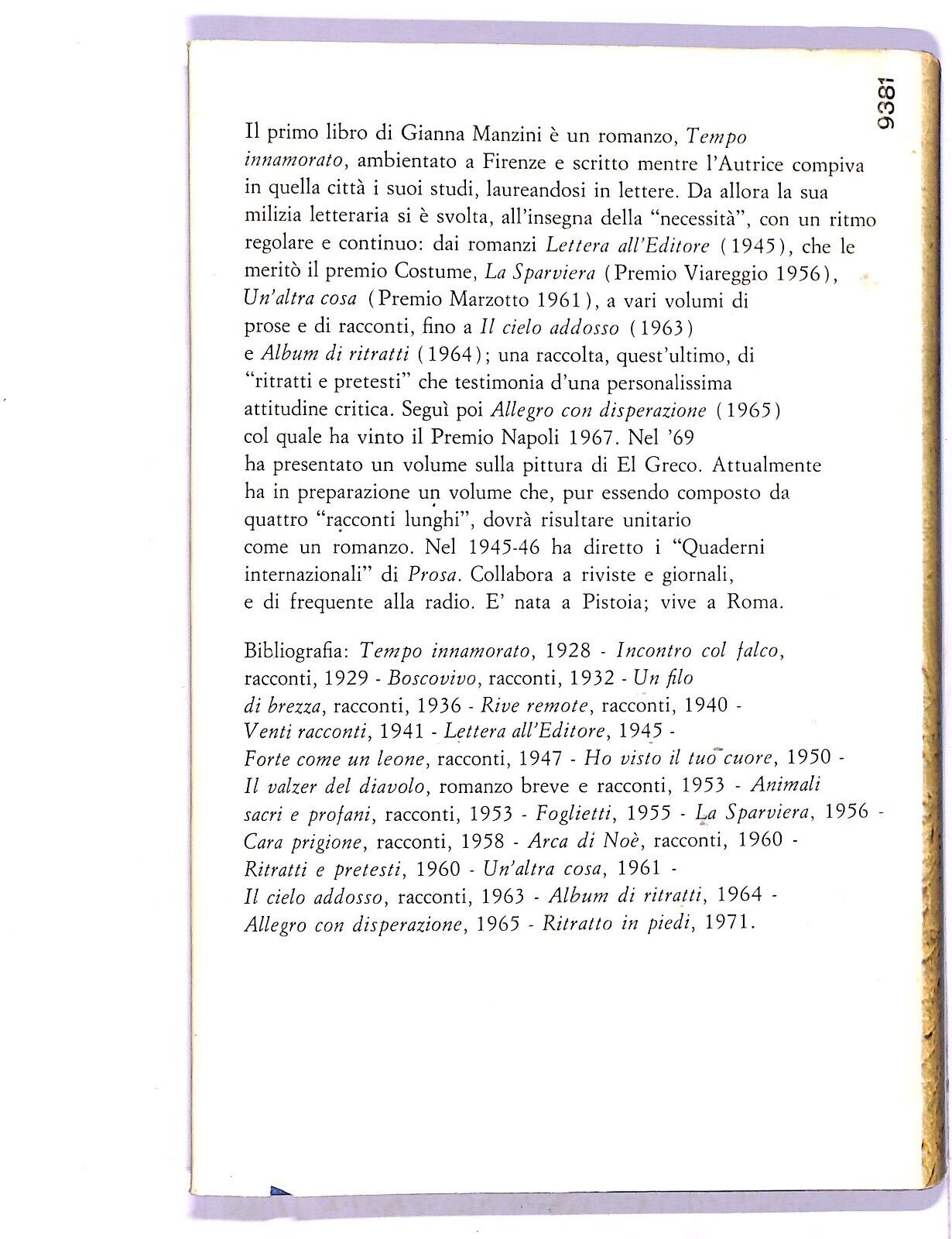 EBOND Gianna Manzini Ritratto In Piedi Libro LI004811